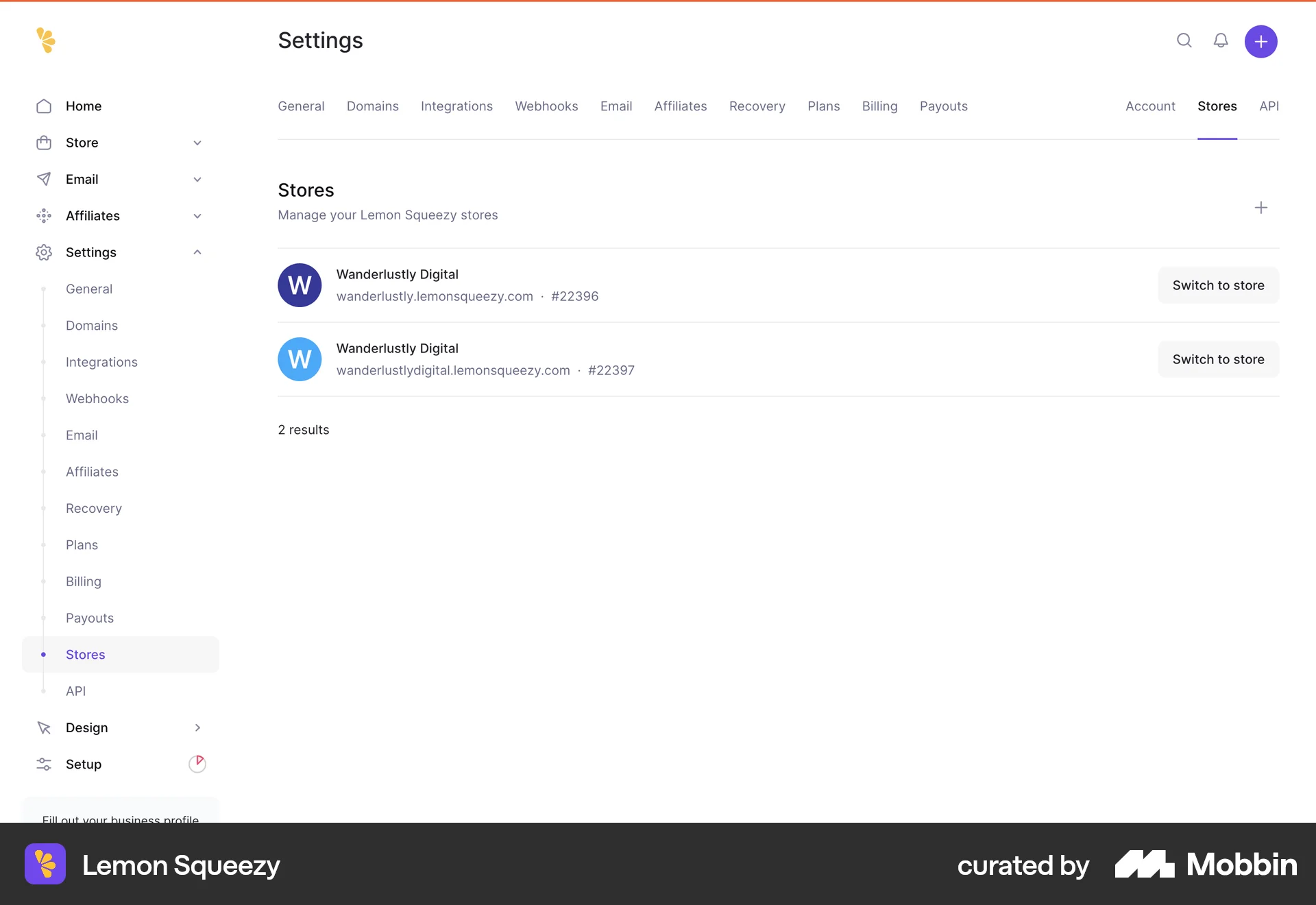 Lemon Squeezy Web Bookmarks & Collections screen