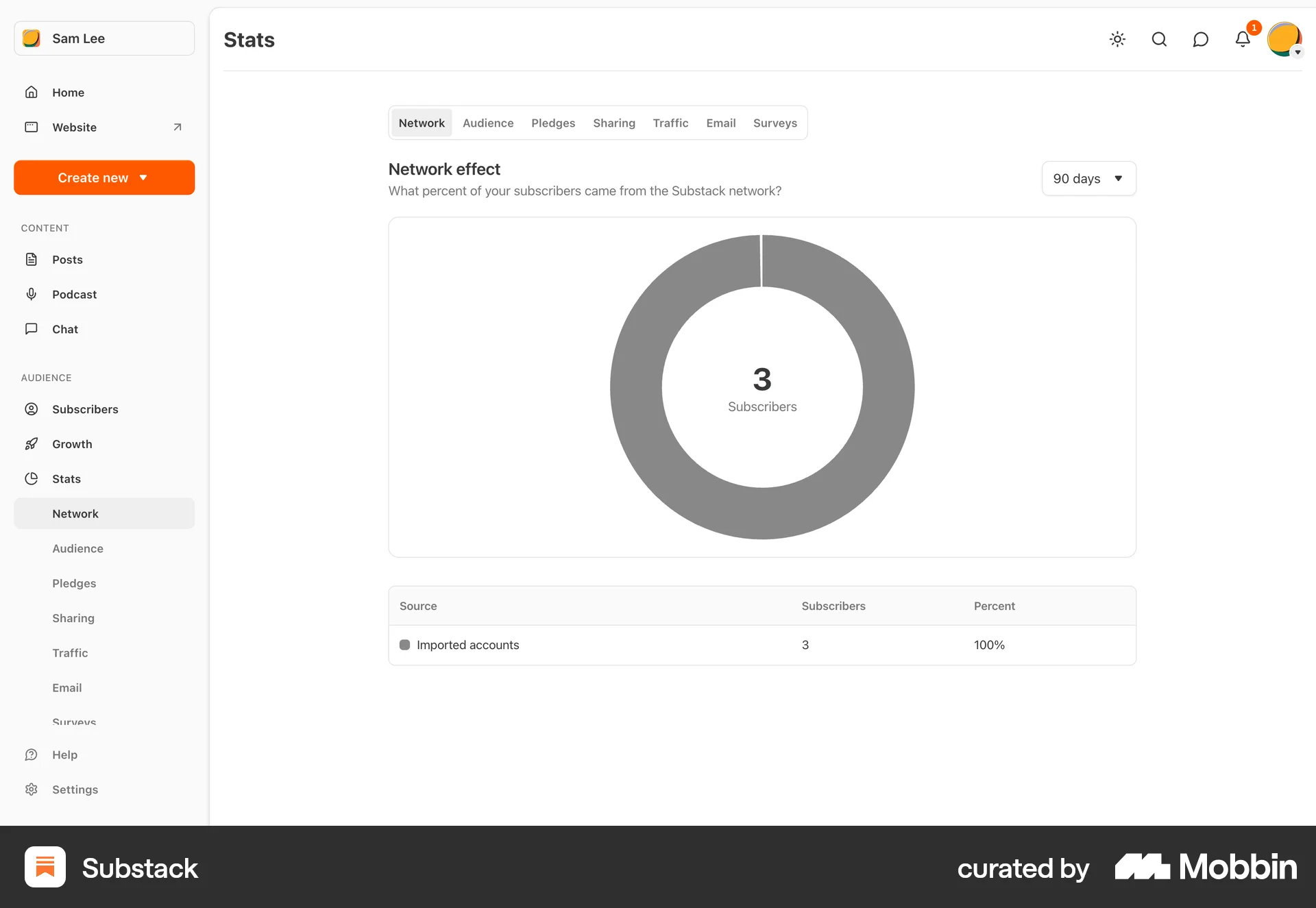 Substack Web Dashboard screen