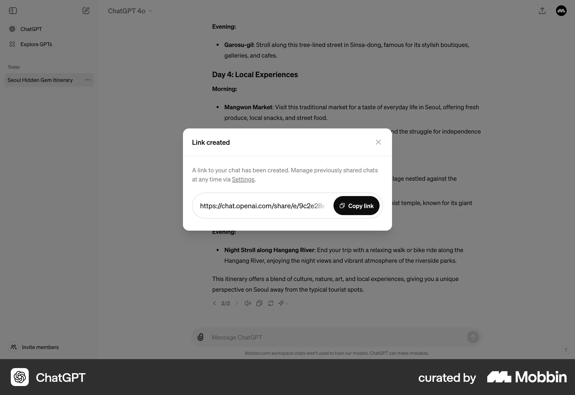 ChatGPT Web Share screen