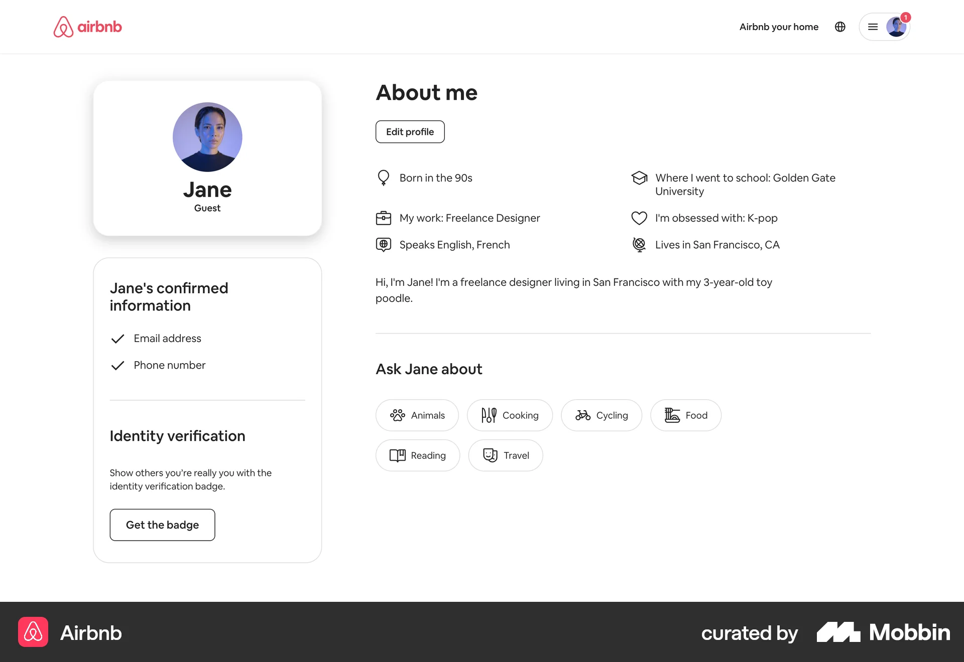 Airbnb Web My Account & Profile screen