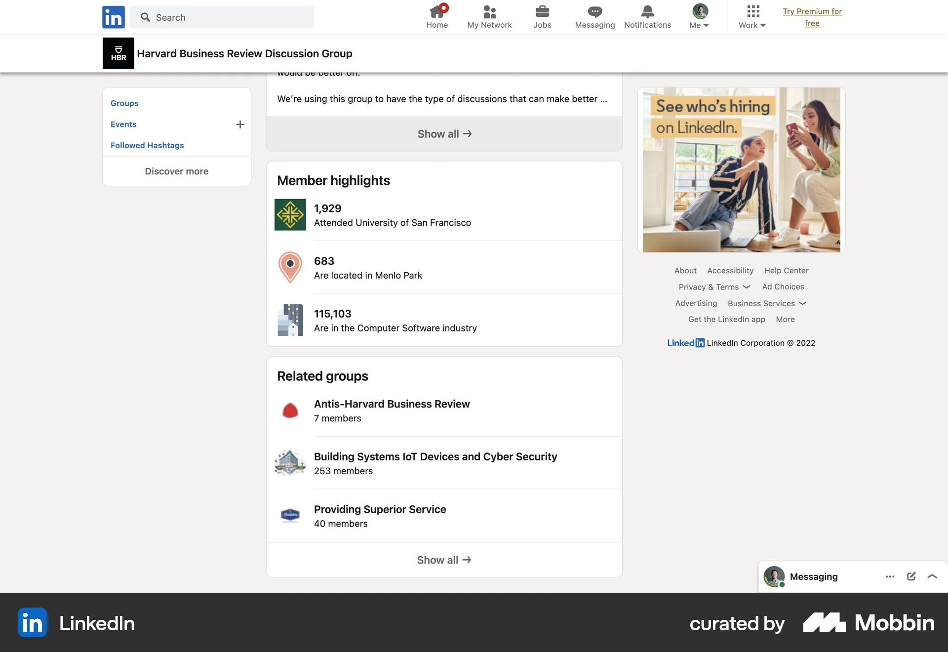 LinkedIn Web Social Networking App screen