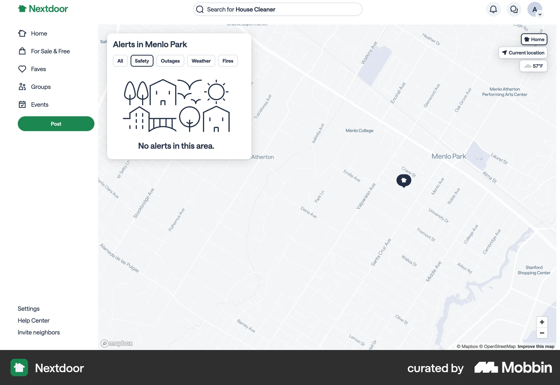 Nextdoor Web Empty State screen