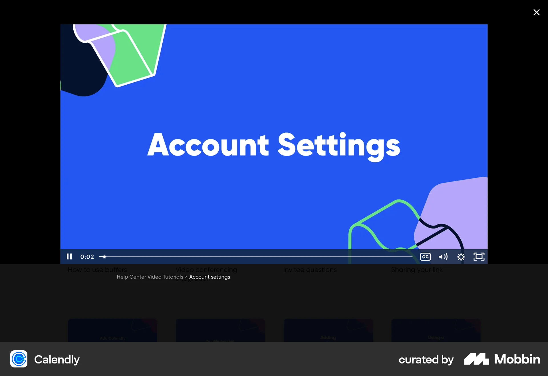 Calendly Web Video Player screen