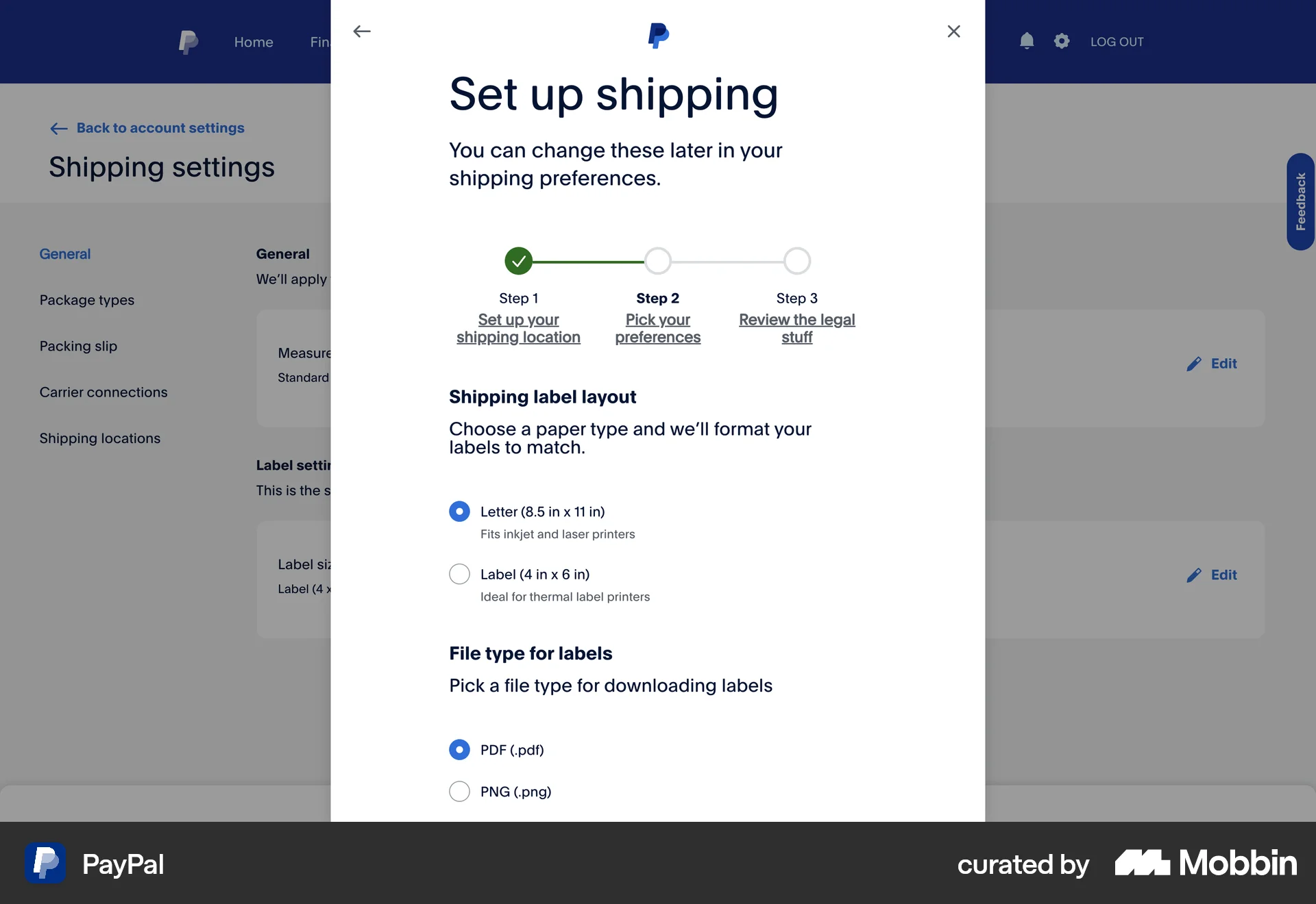 PayPal Web Progress screen