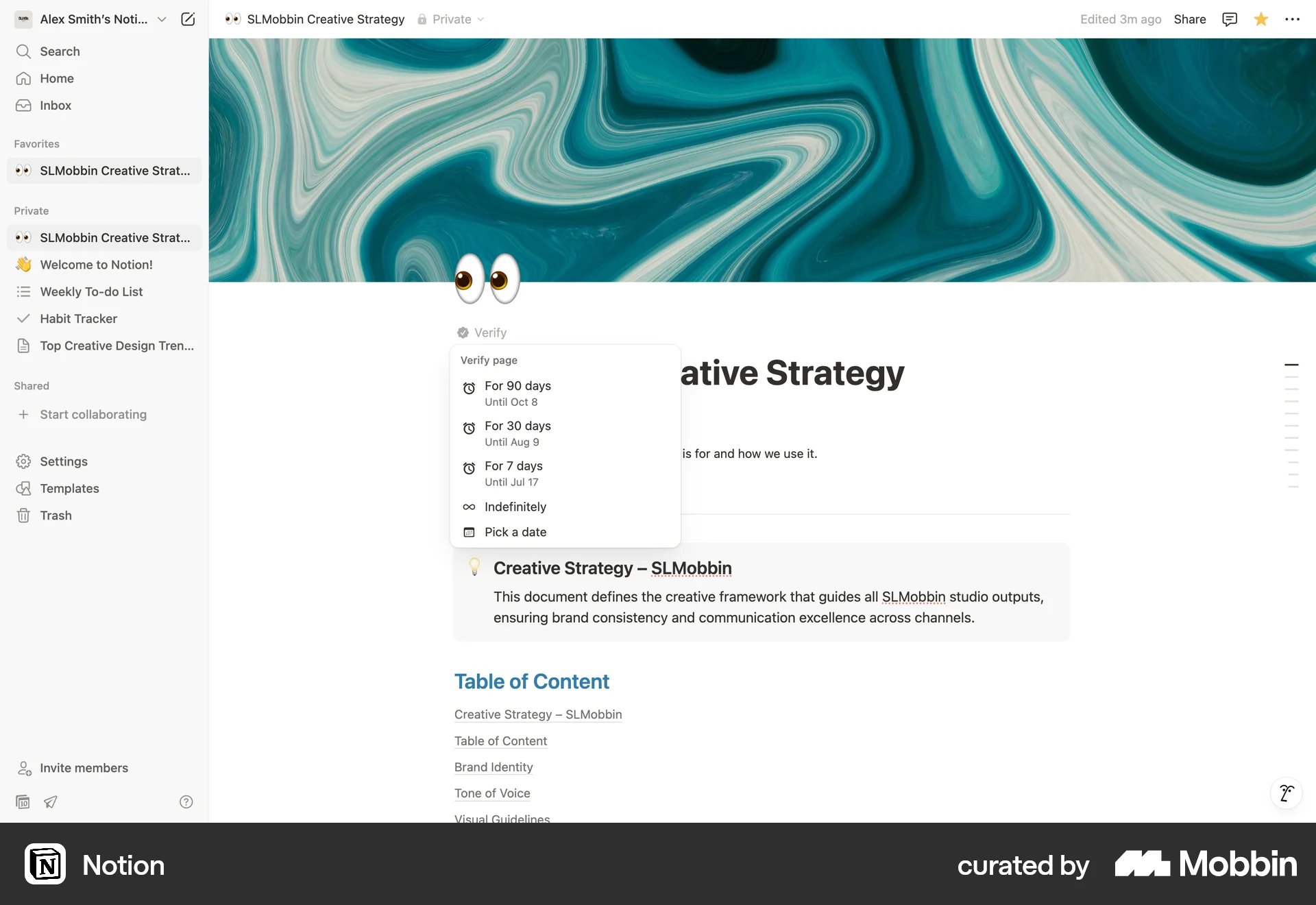 Notion Web Set screen