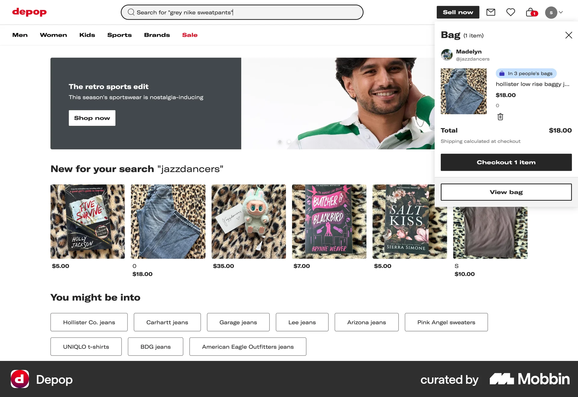 Depop Web Web Shopping Cart screen