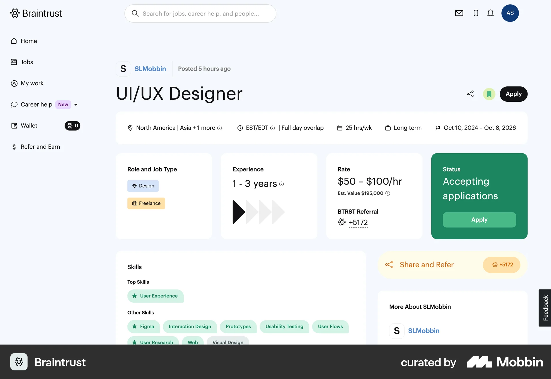 Braintrust Web Save screen