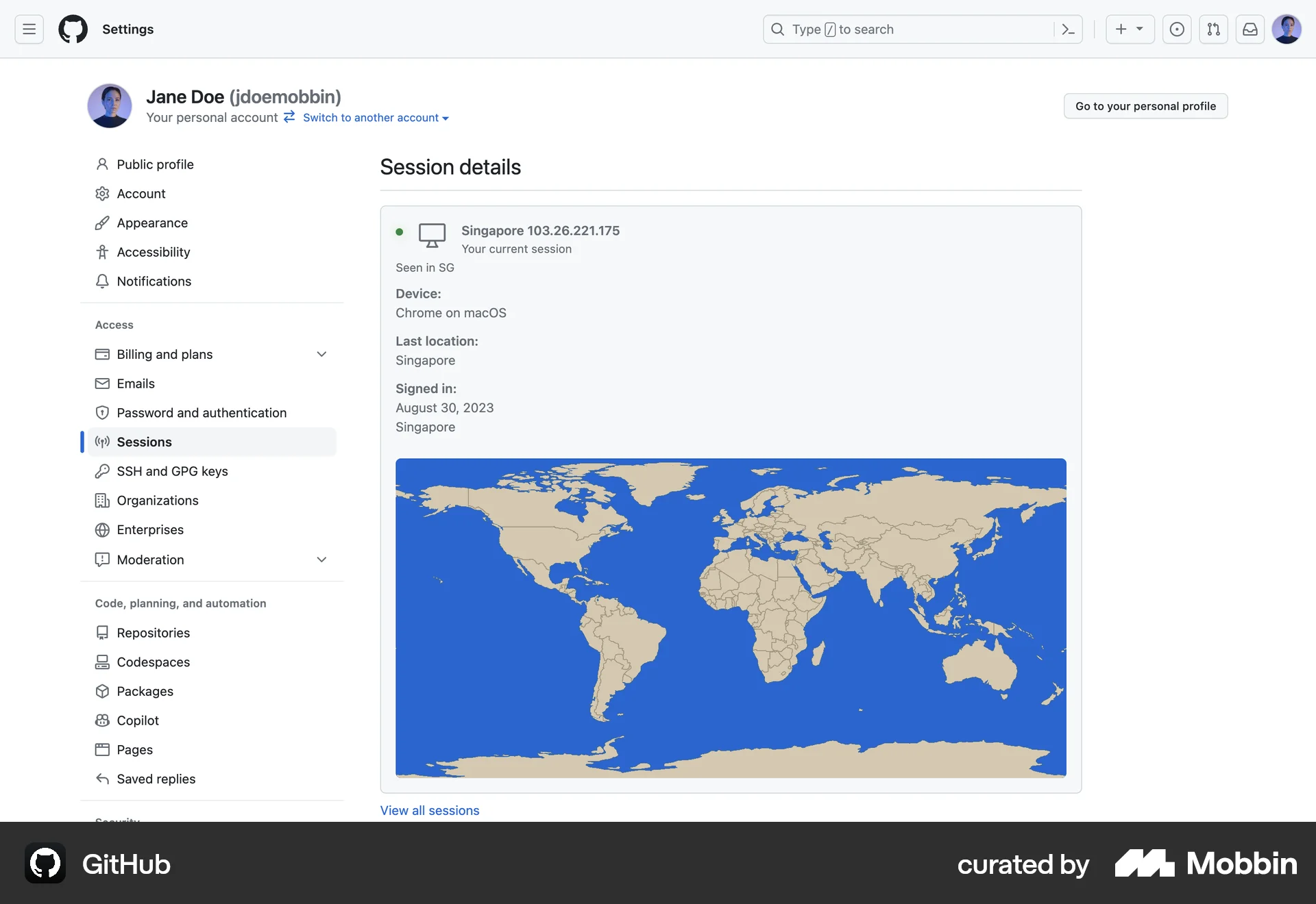 GitHub Web Map screen