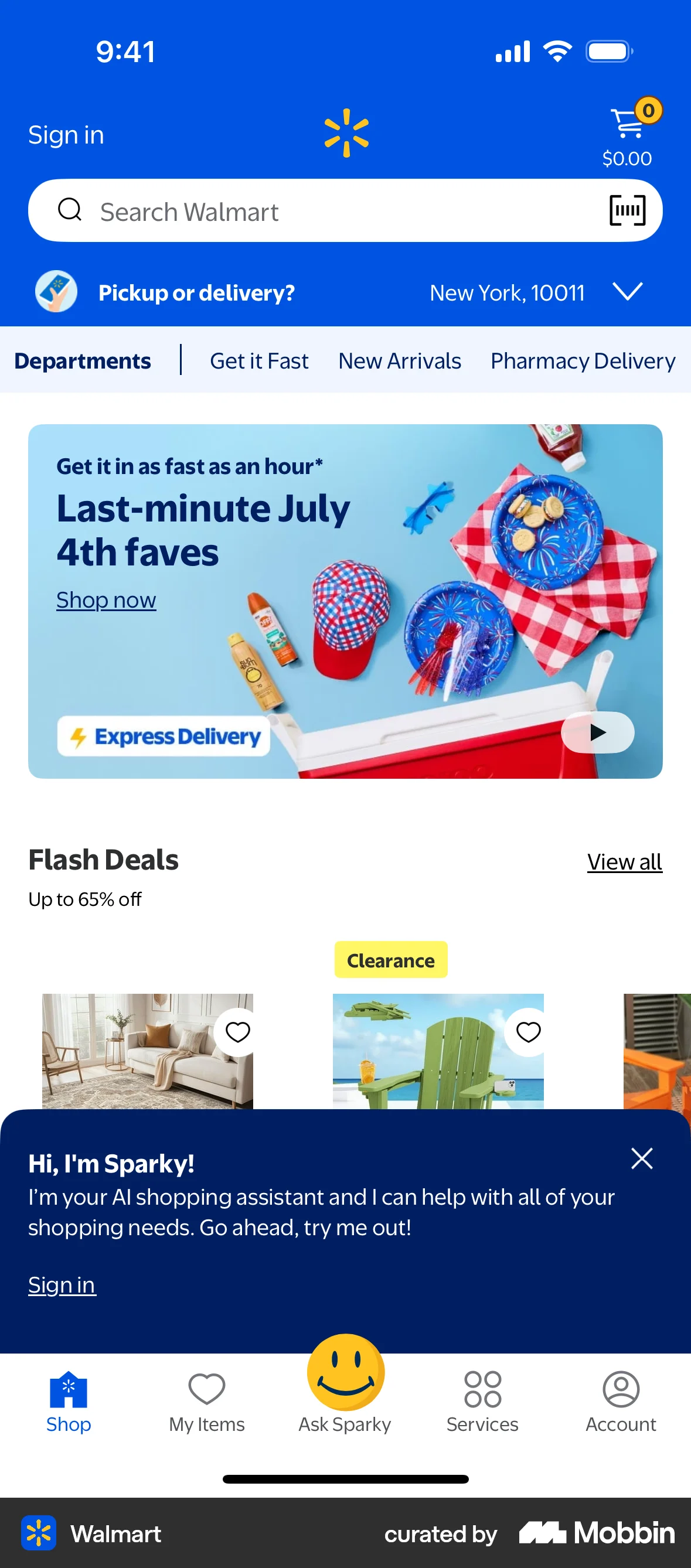 Walmart iOS Feature Info screen