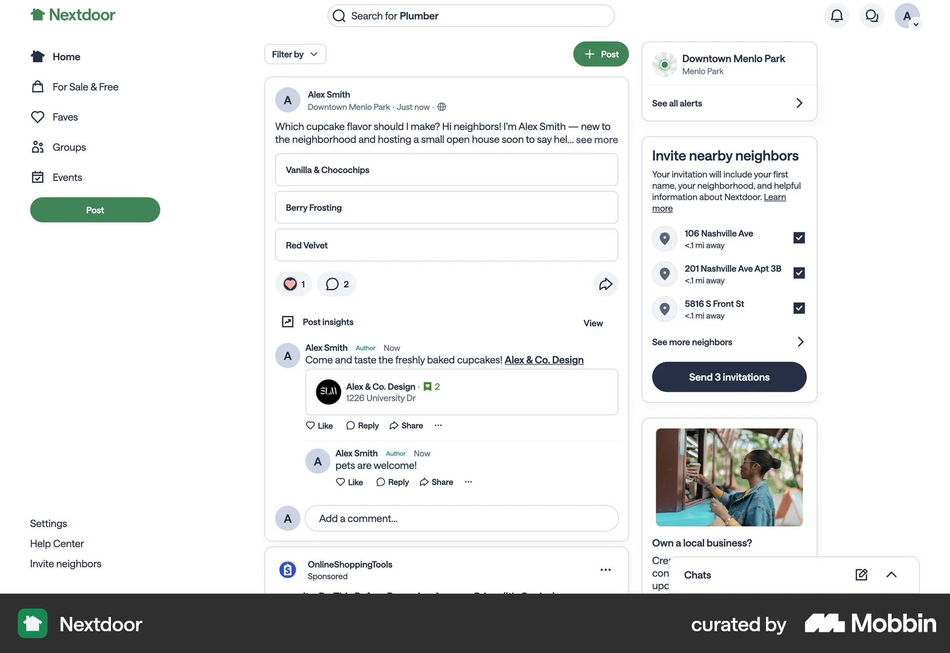Nextdoor Web screen containing Toolbar UI element
