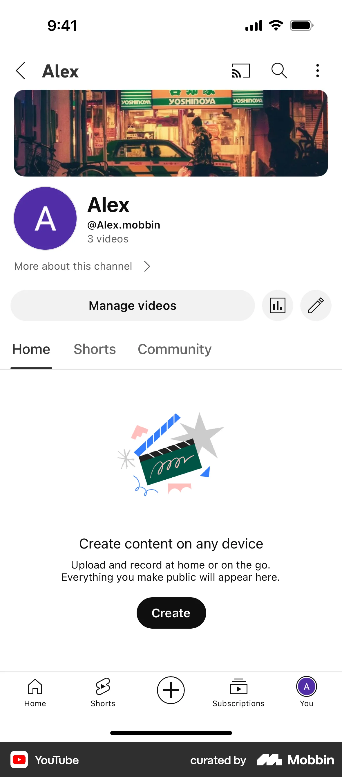 YouTube iOS My Account & Profile screen