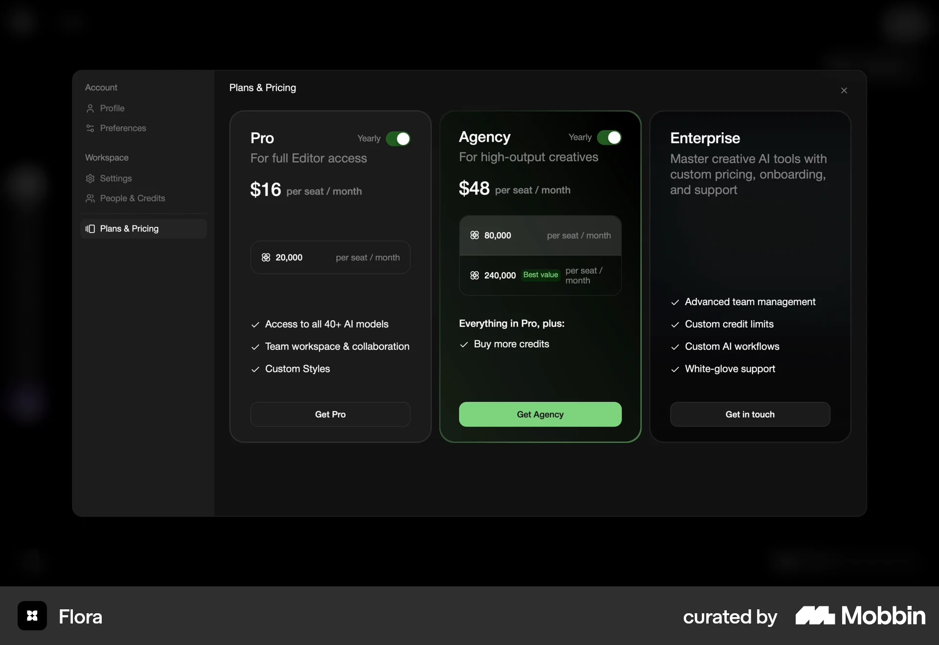 FLORA Web Graphics & Design App screen