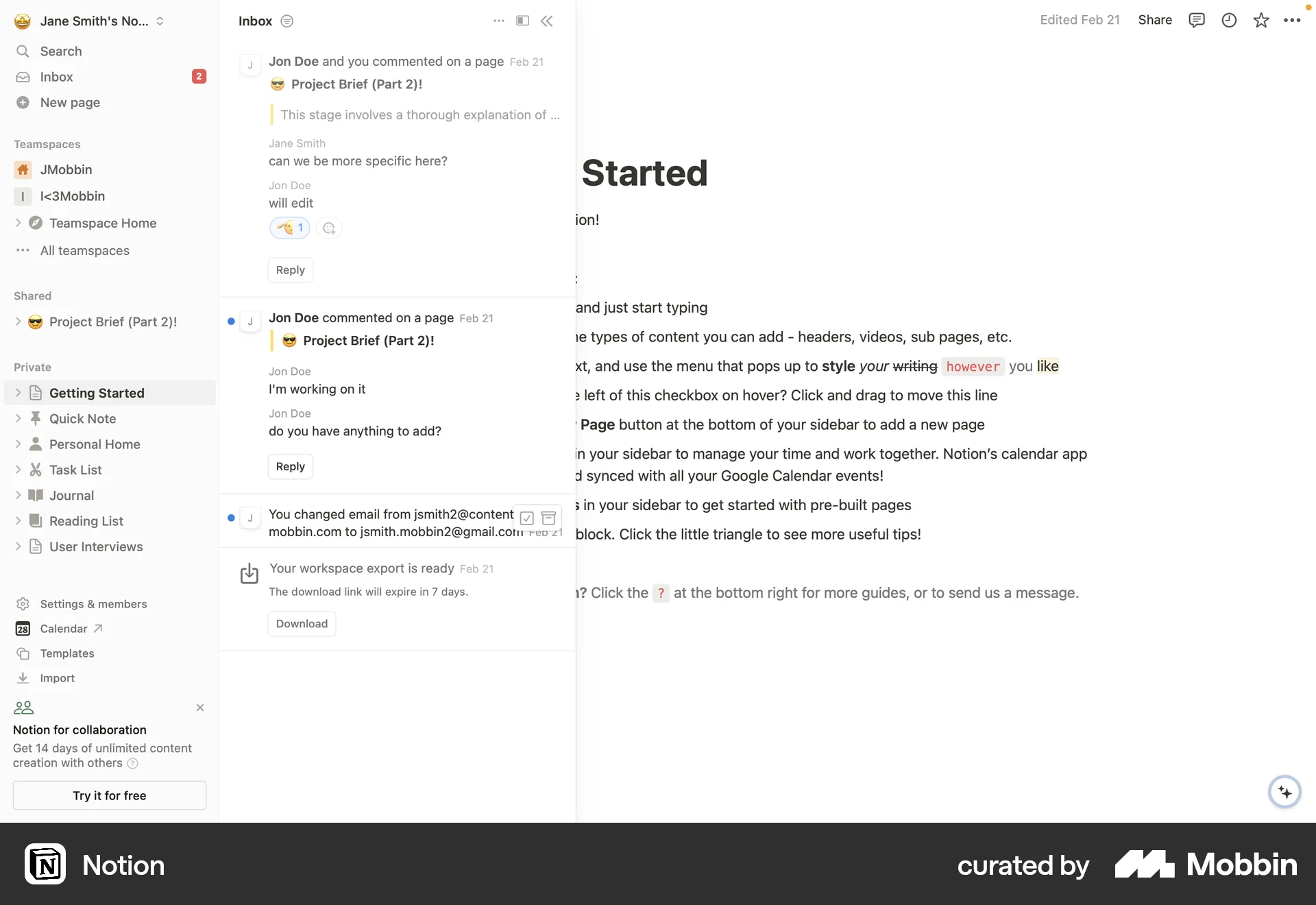 Notion Web screen containing Status Dot UI element