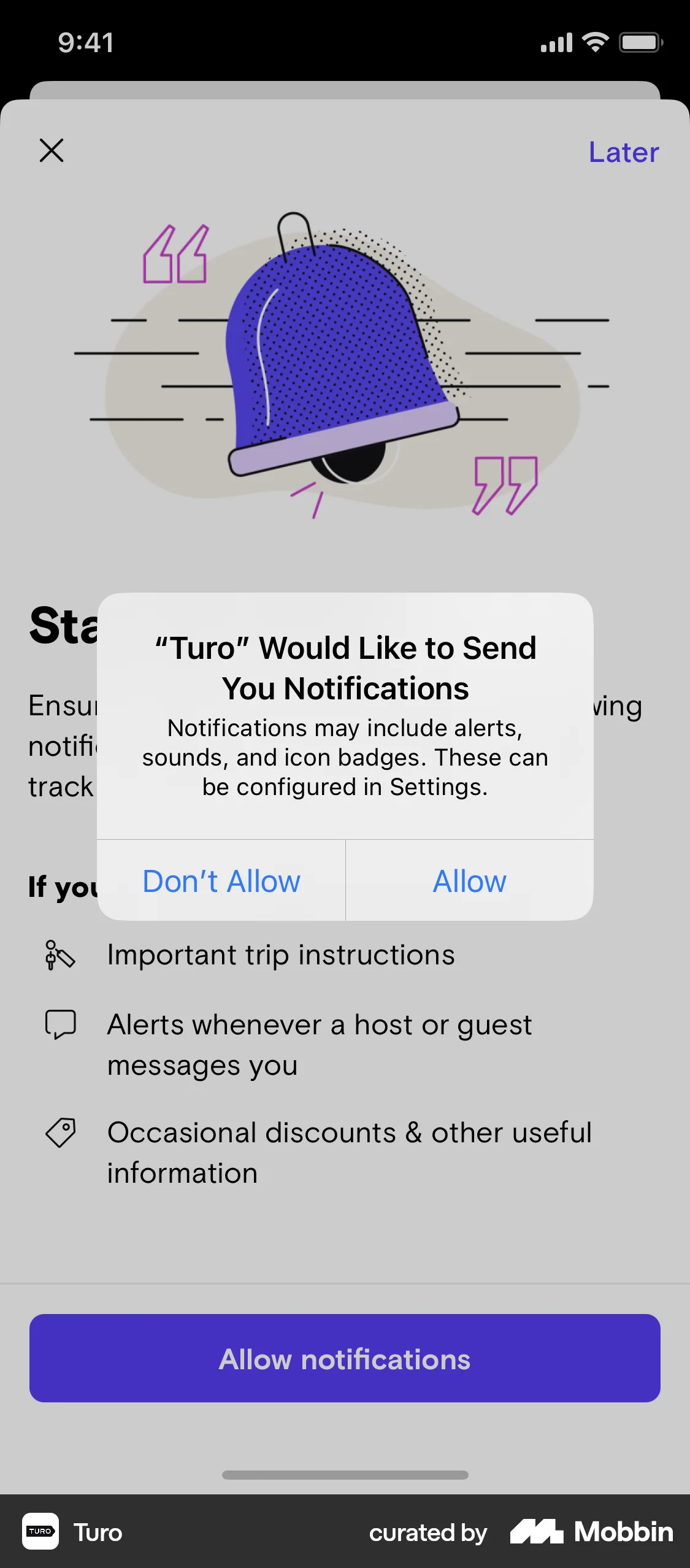 Ios System Prompt Turo iOS System notification prompt | Mobbin