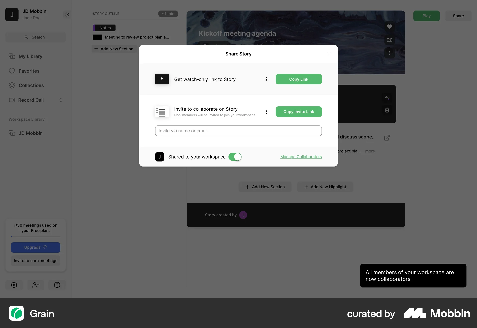 Grain Web screen containing Switch UI element