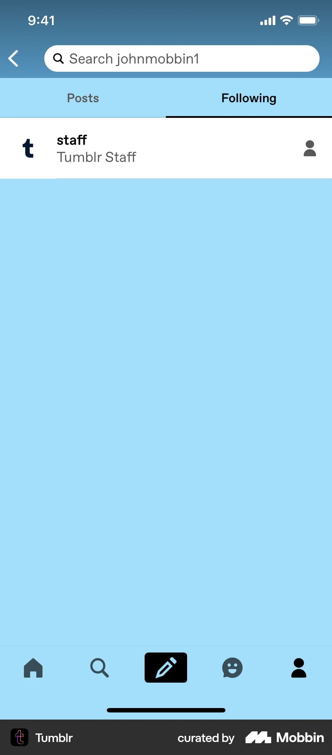 Tumblr iOS Followers & Following screen