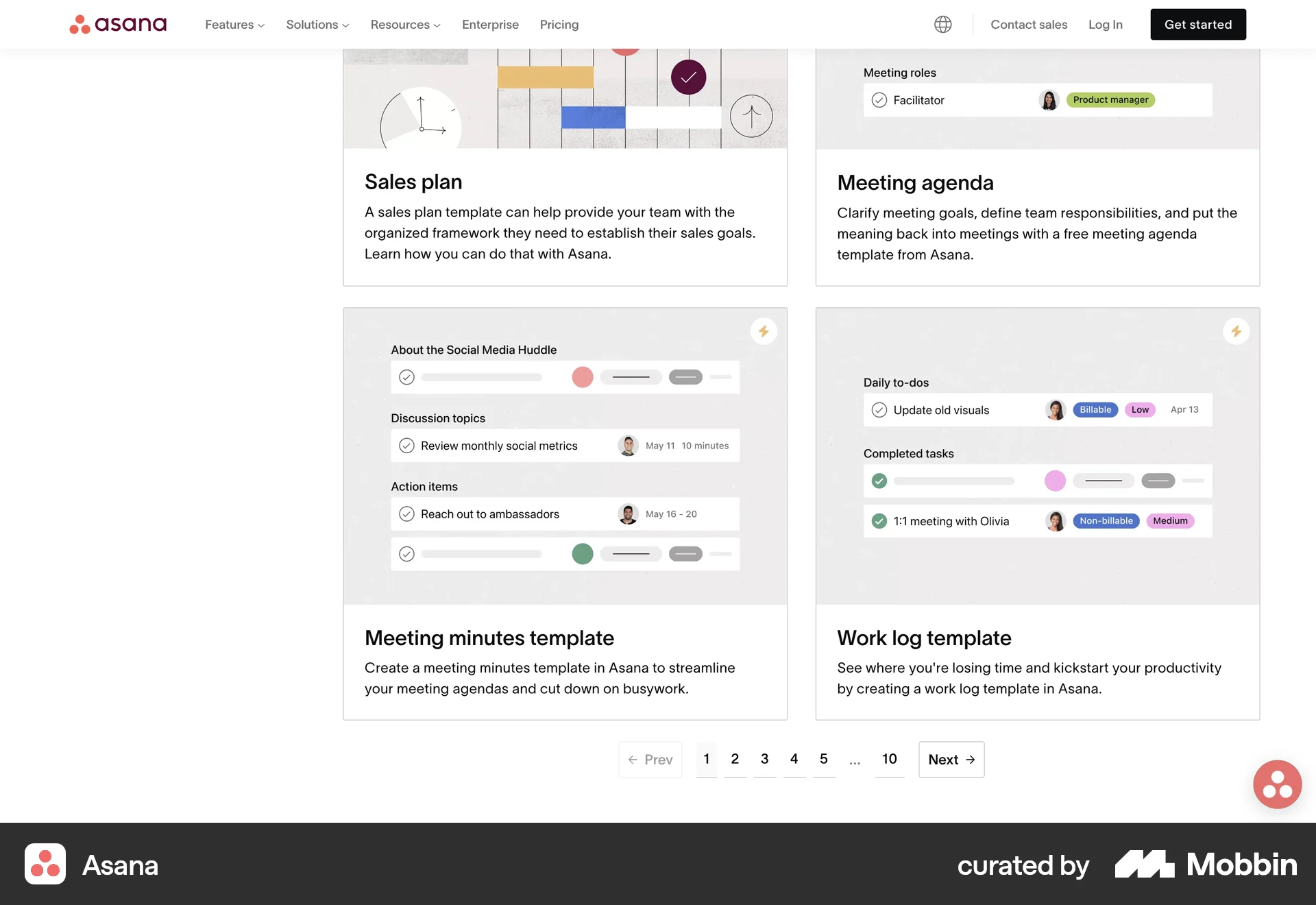 Asana Web screen containing Pagination UI element