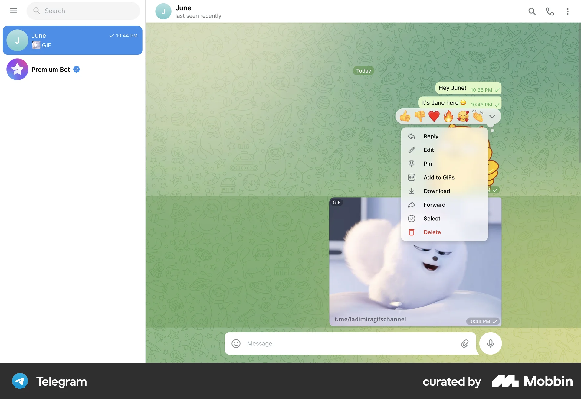 Telegram Web Communication App screen