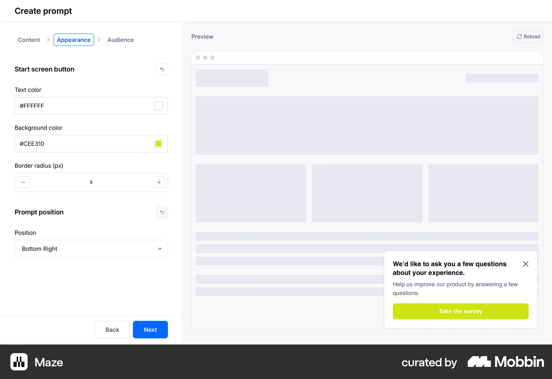 Maze Web Wizard UI screen