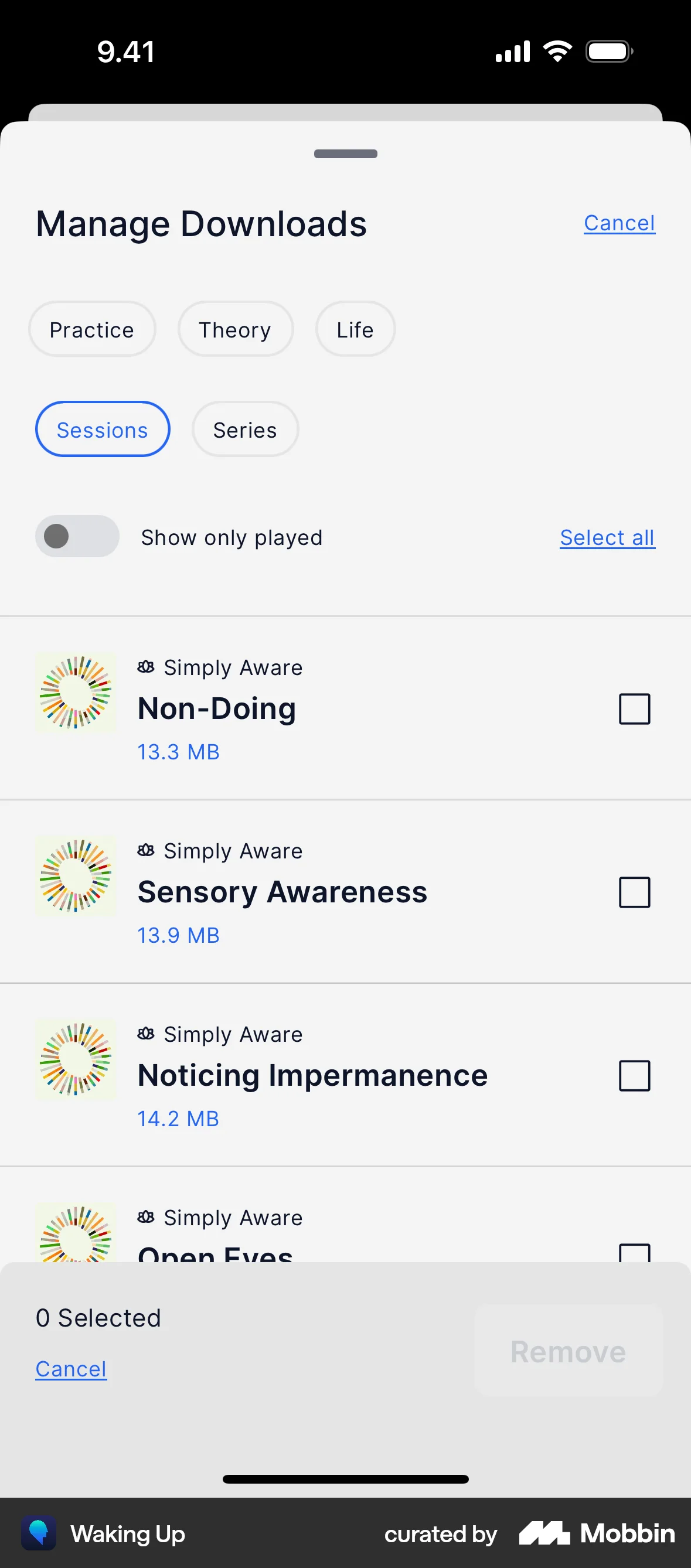 Waking Up iOS Downloads & Available Offline screen