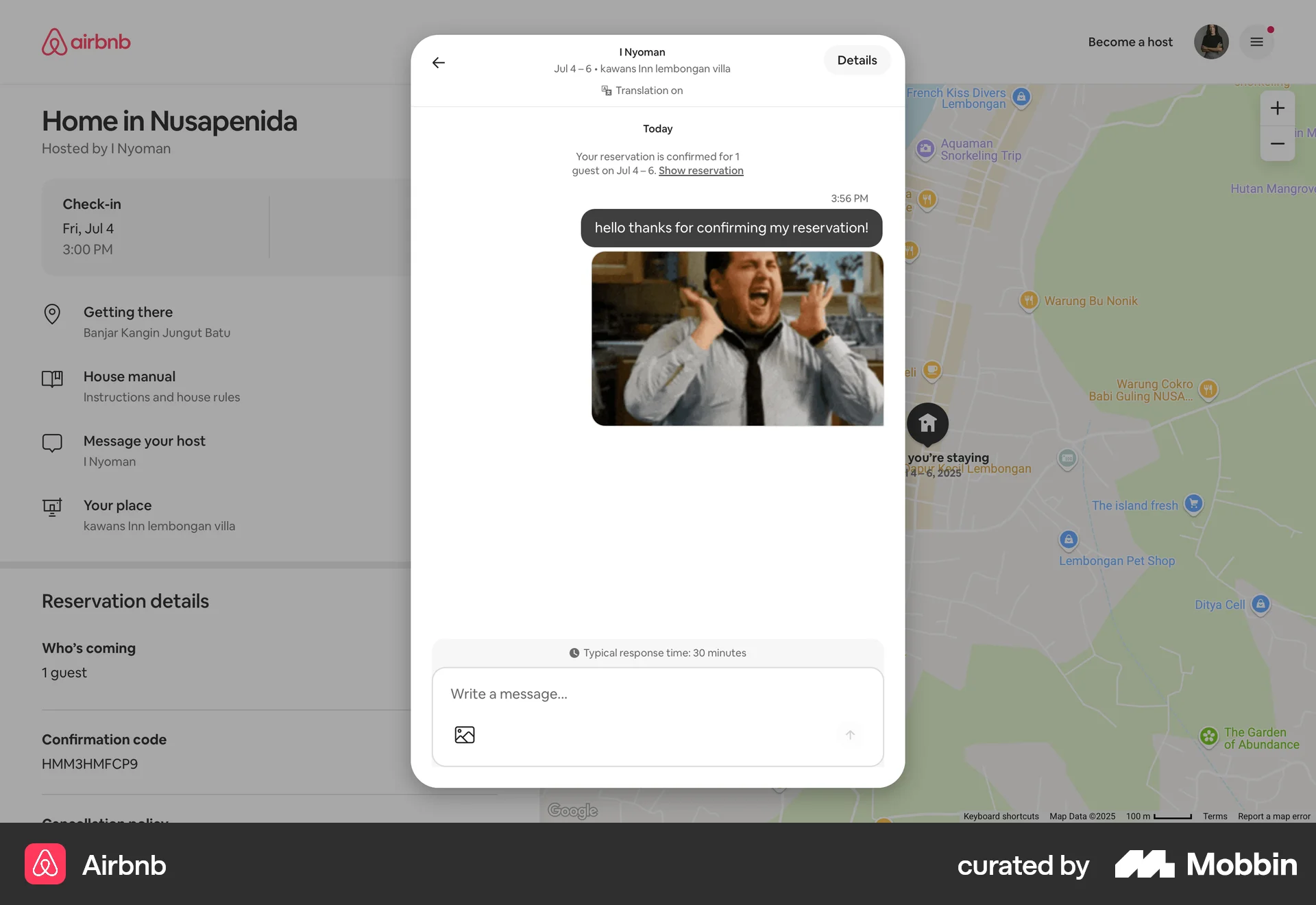 Airbnb Web Chat Detail screen