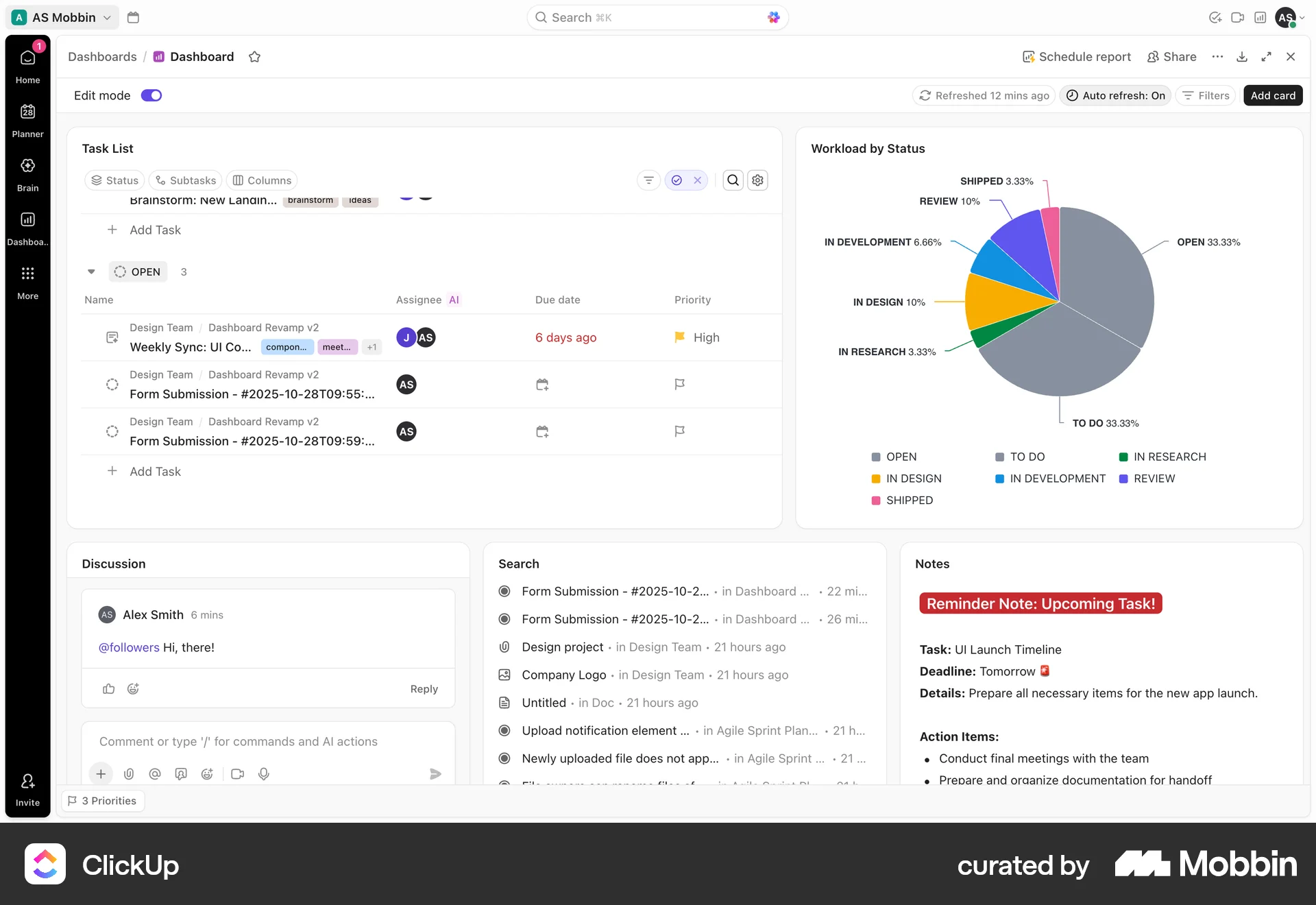 ClickUp Web screen containing Breadcrumbs UI element