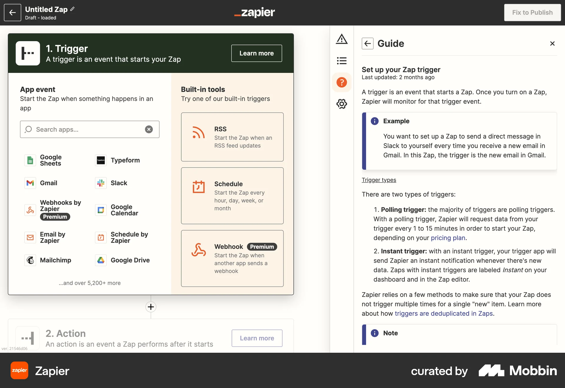 Zapier Web Internal Tool screen