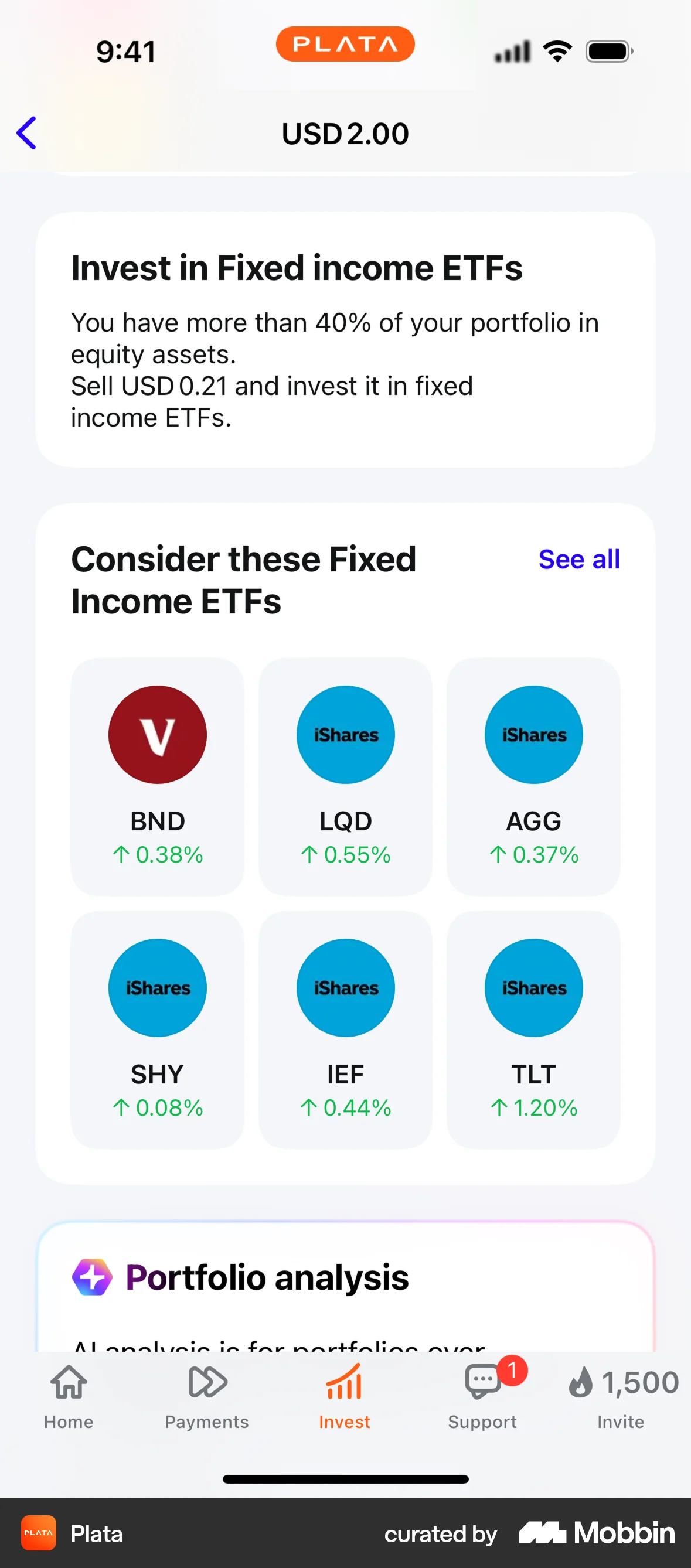 Plata Card iOS Suggestions & Similar Items screen