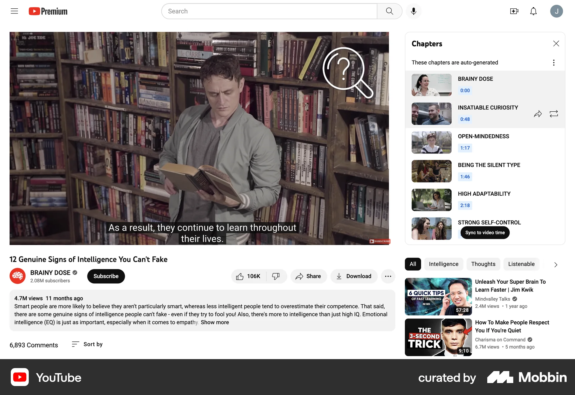 YouTube Web Video Player screen