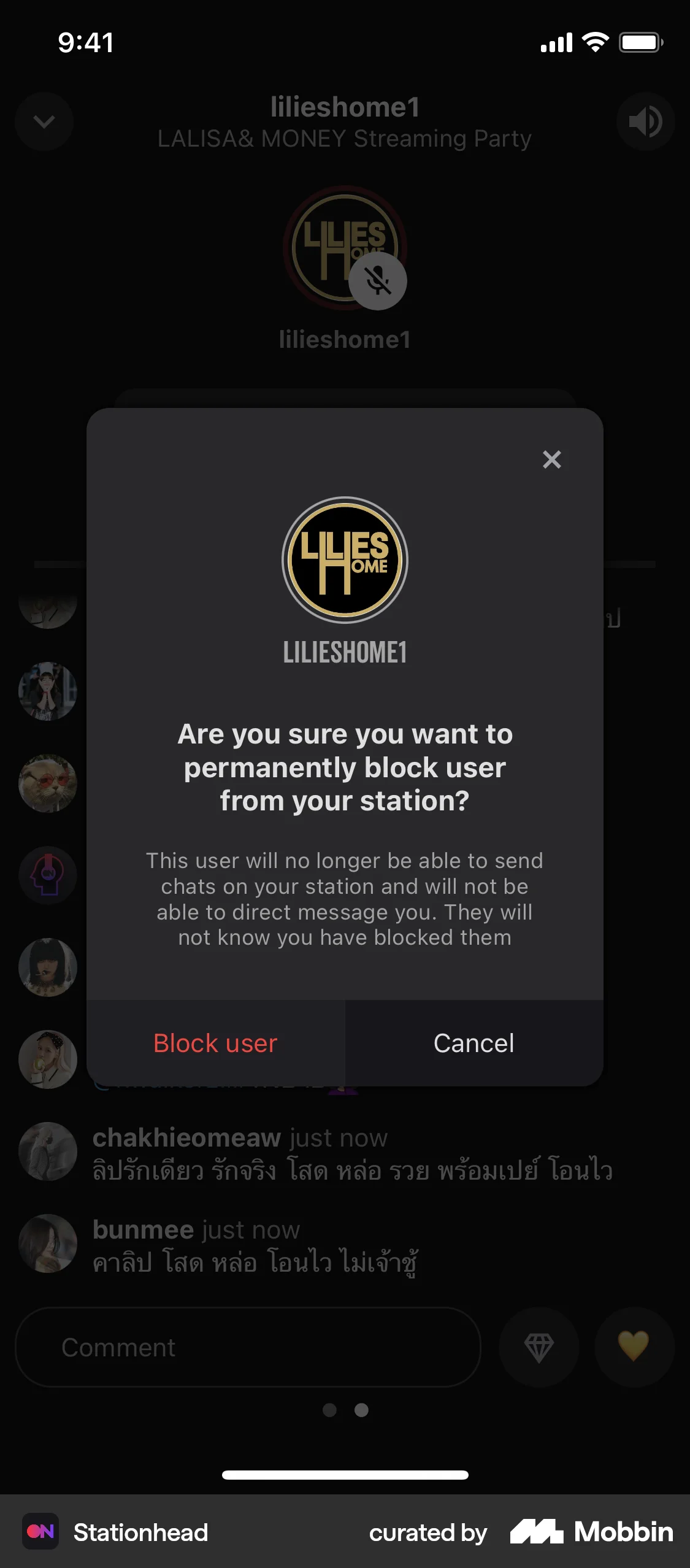 Stationhead iOS Ban & Block screen