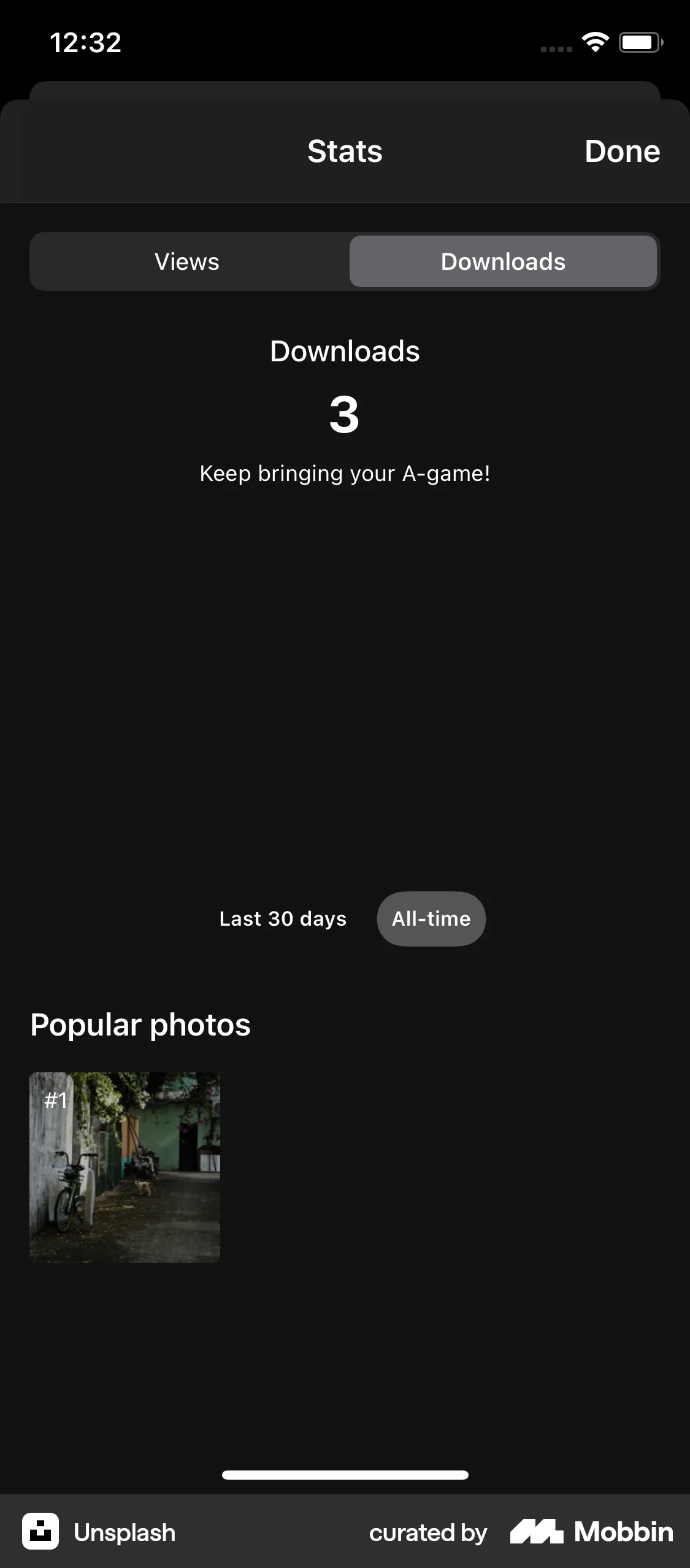 Unsplash iOS Downloads & Available Offline screen