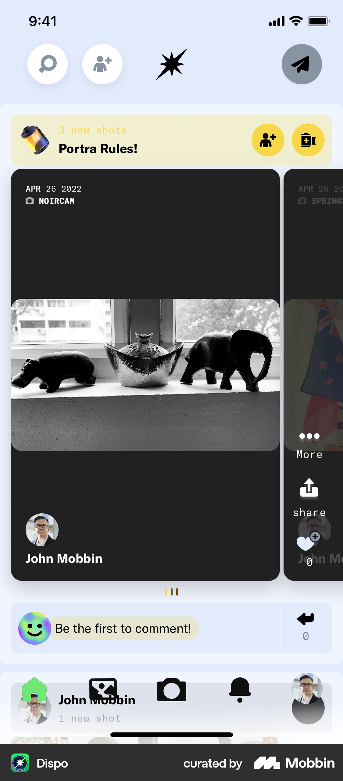 Dispo iOS Social Feed screen