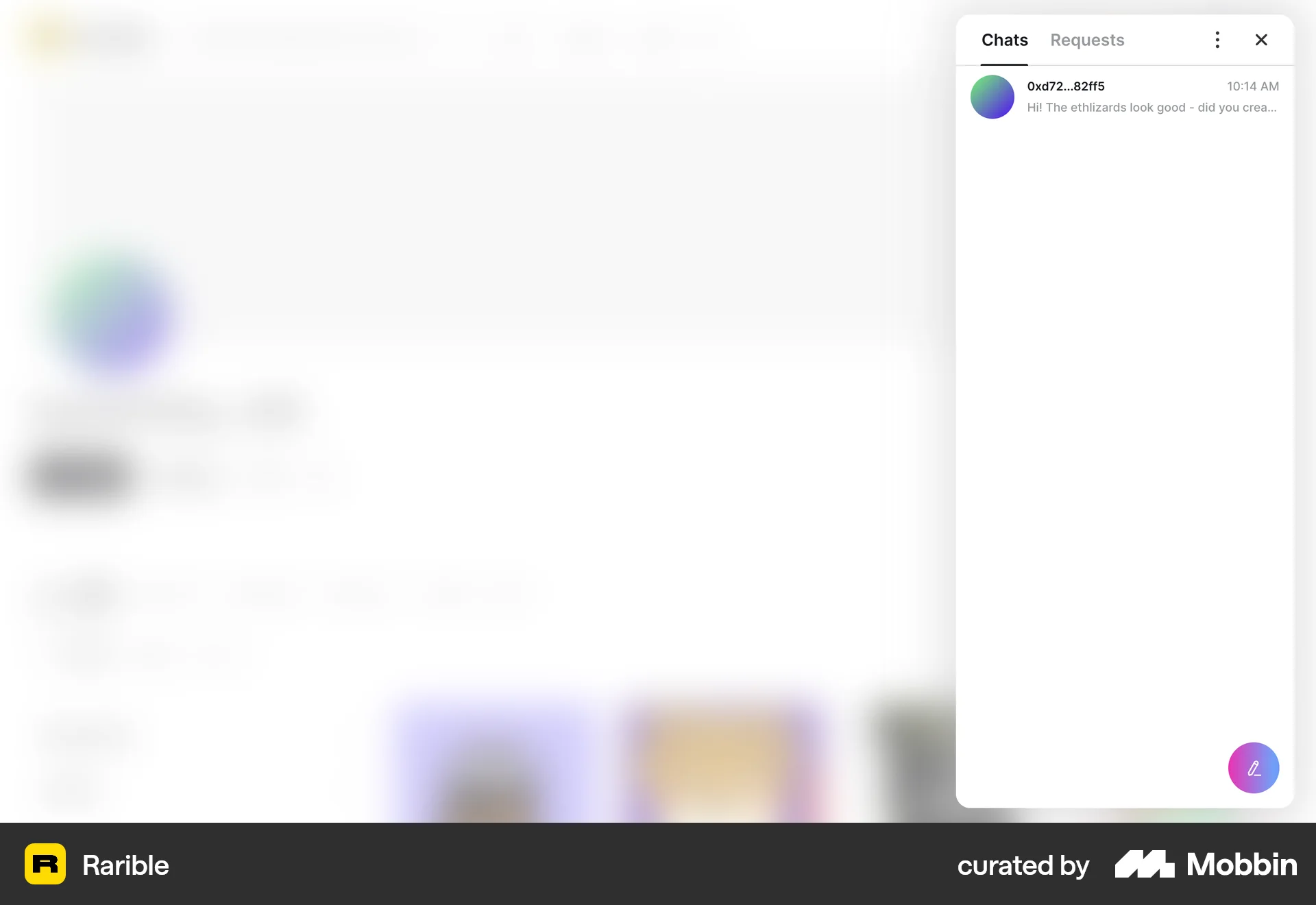 Rarible Web Emails & Messages screen