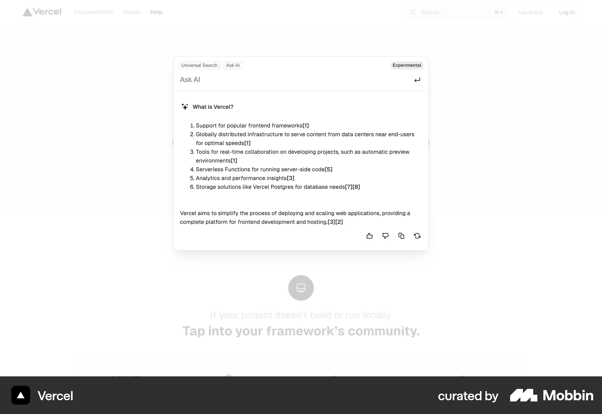 Vercel Web screen containing Modal UI UI element