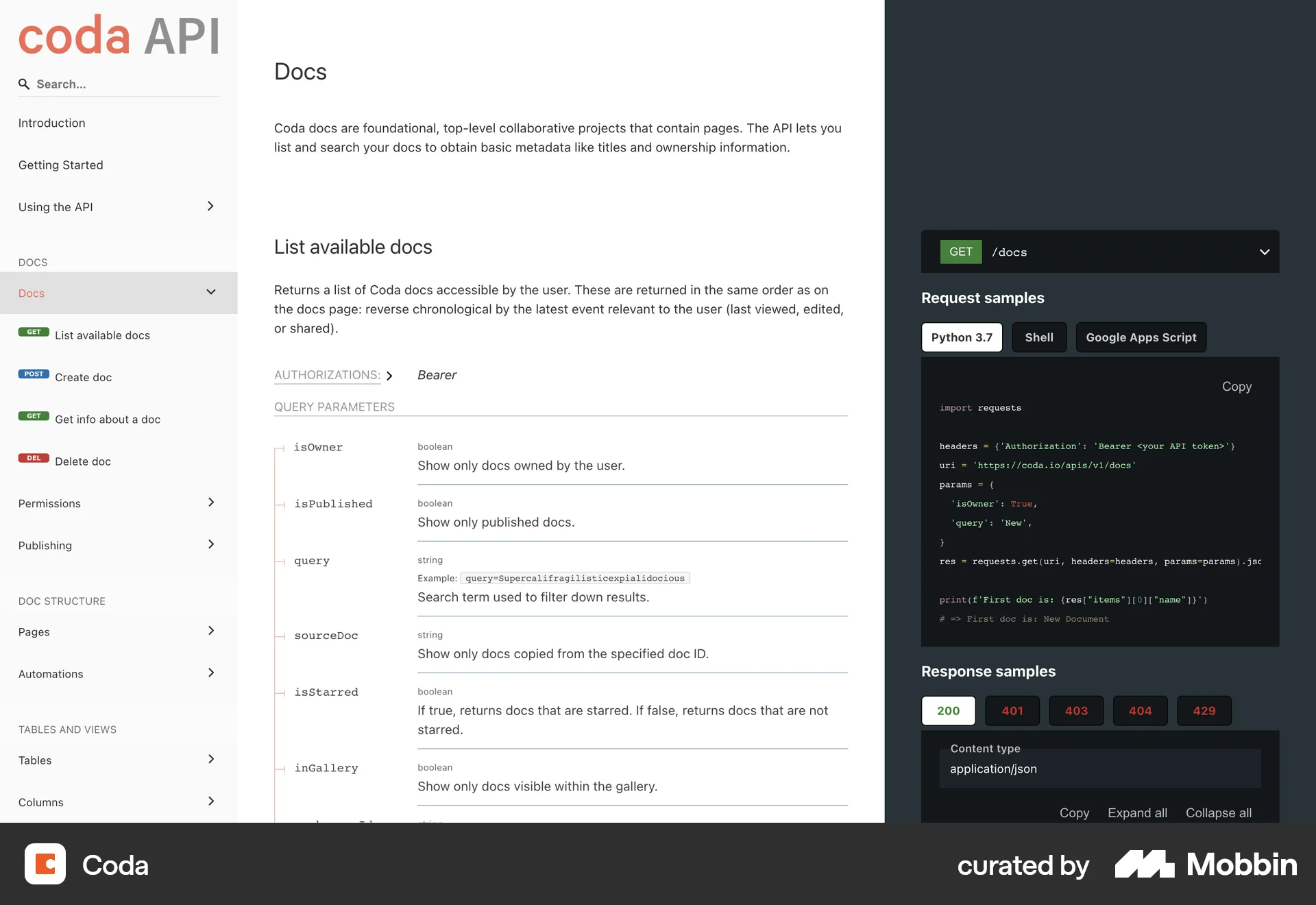 Coda Web Multi-Column Layout screen