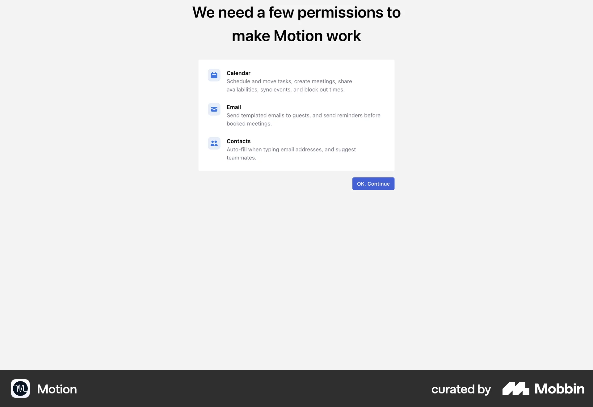 Motion Web Permission screen