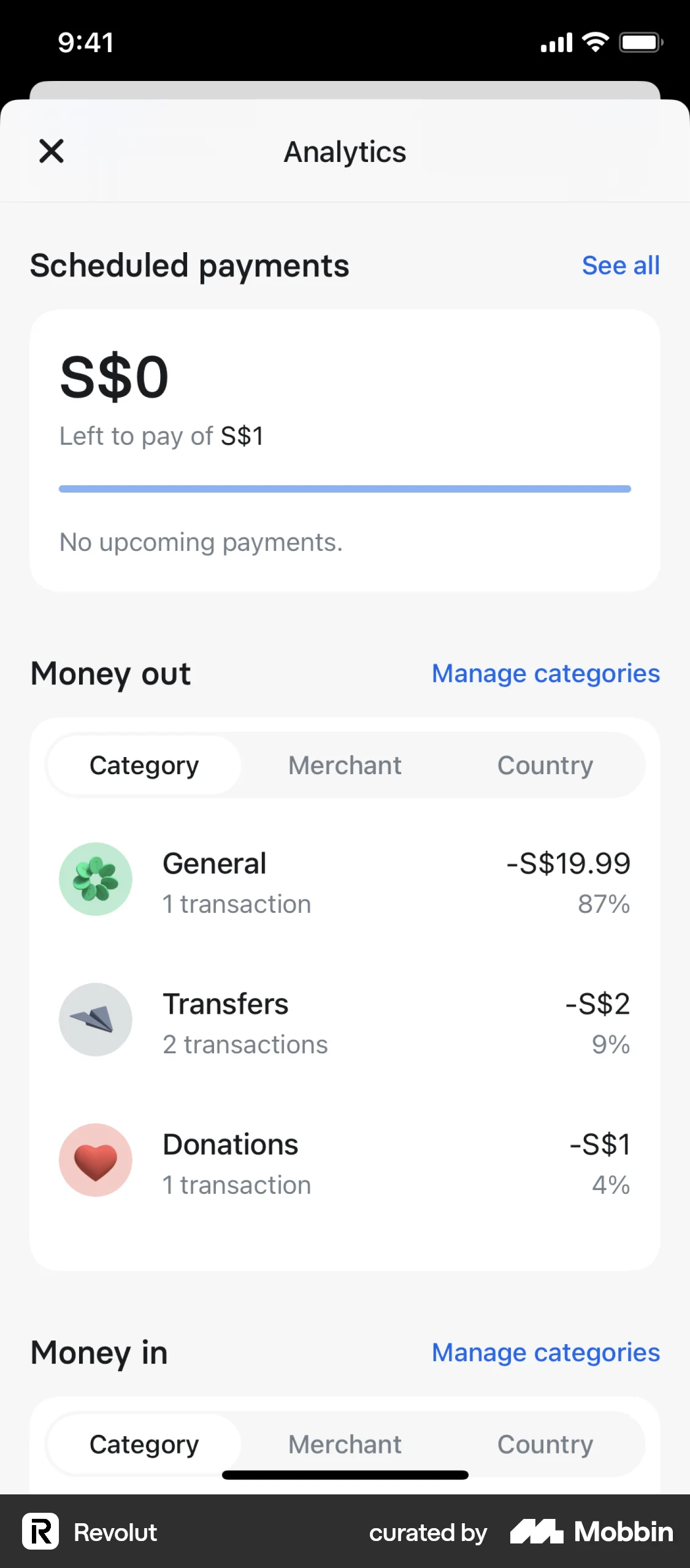 Revolut iOS screen containing Segmented Control UI element
