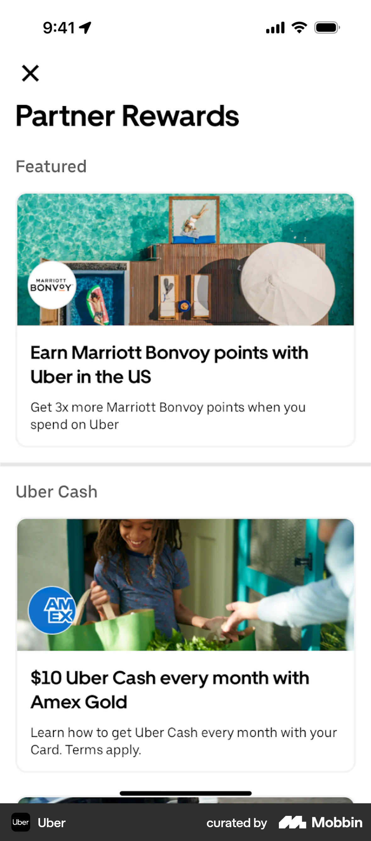 Uber iOS Promotions & Rewards screen