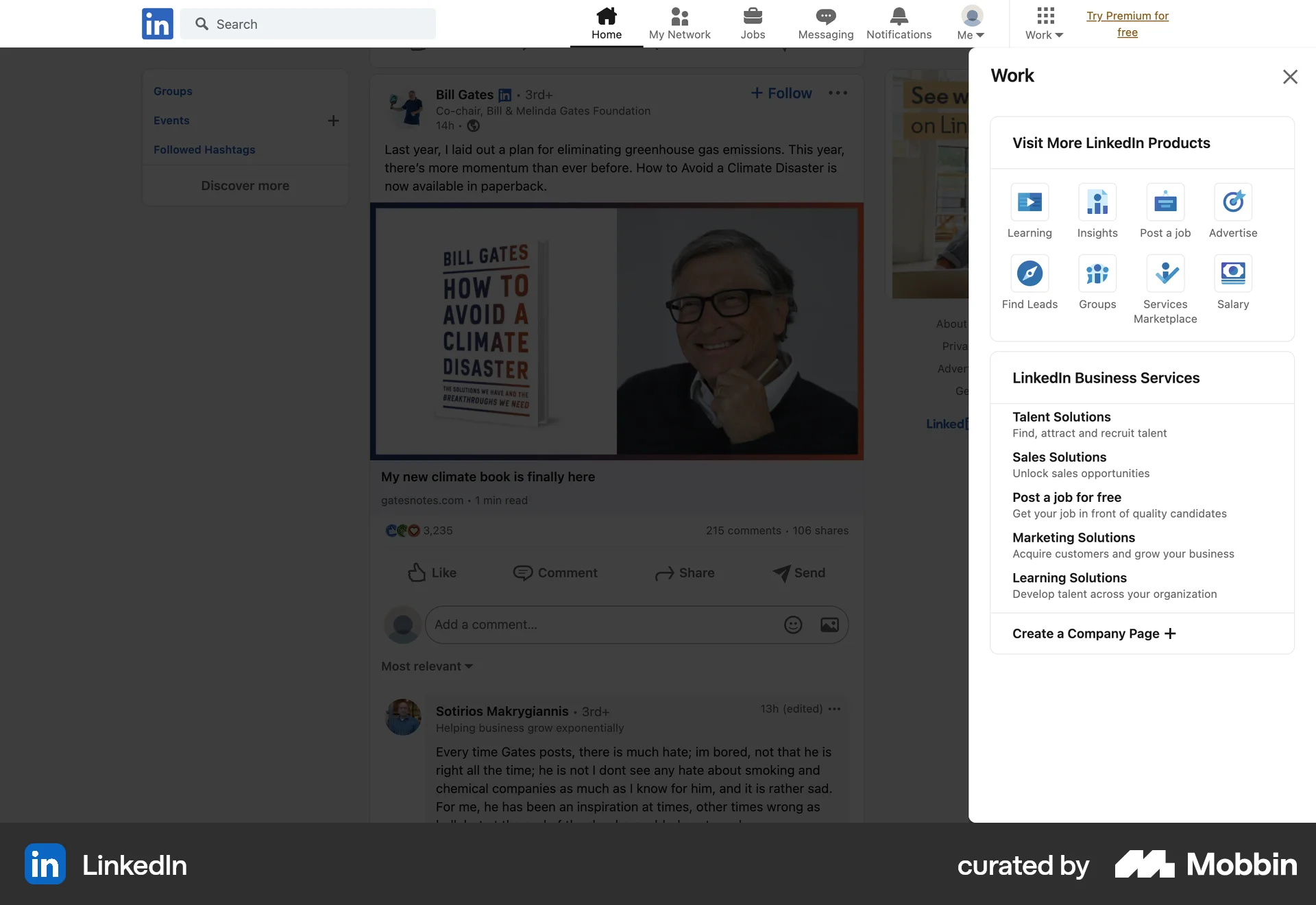 LinkedIn Web Jobs & Recruitment App screen
