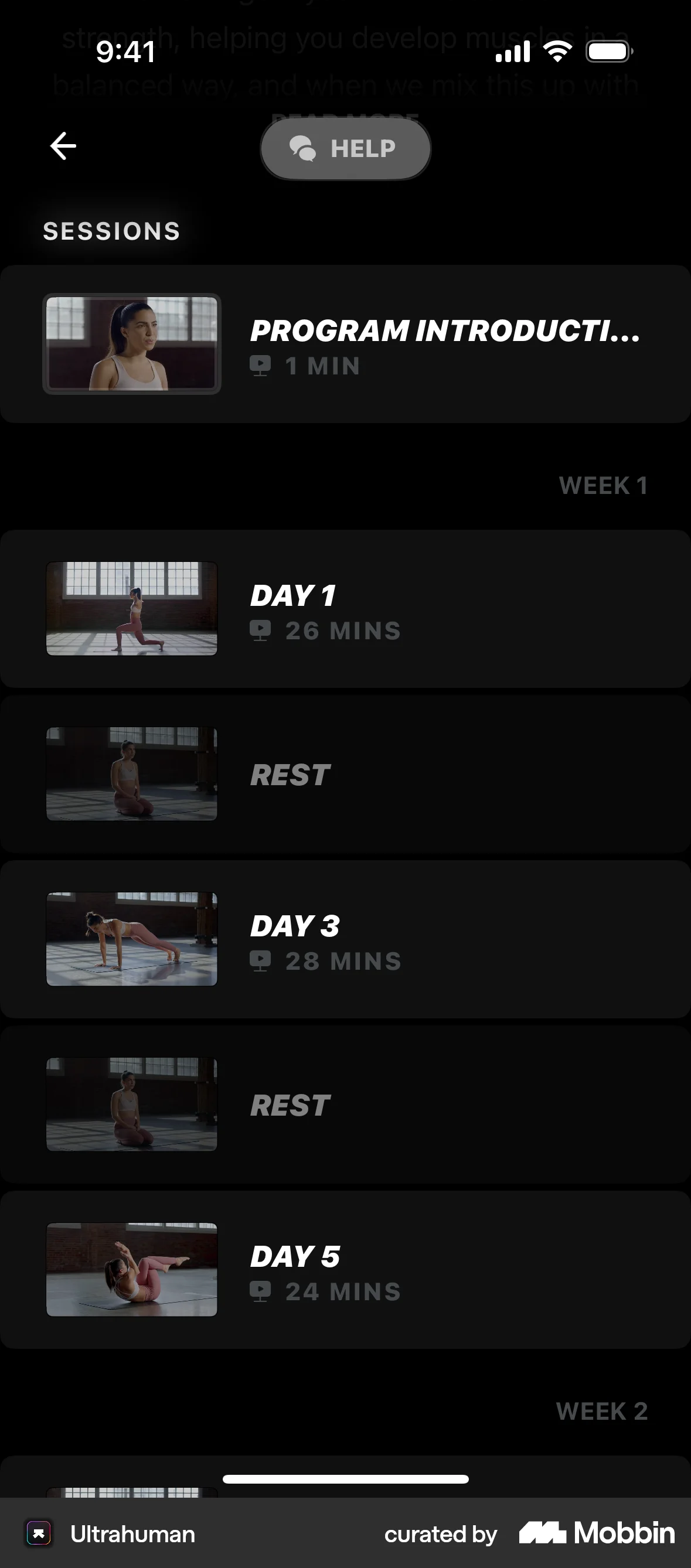 Ultrahuman iOS Class & Lesson Detail screen