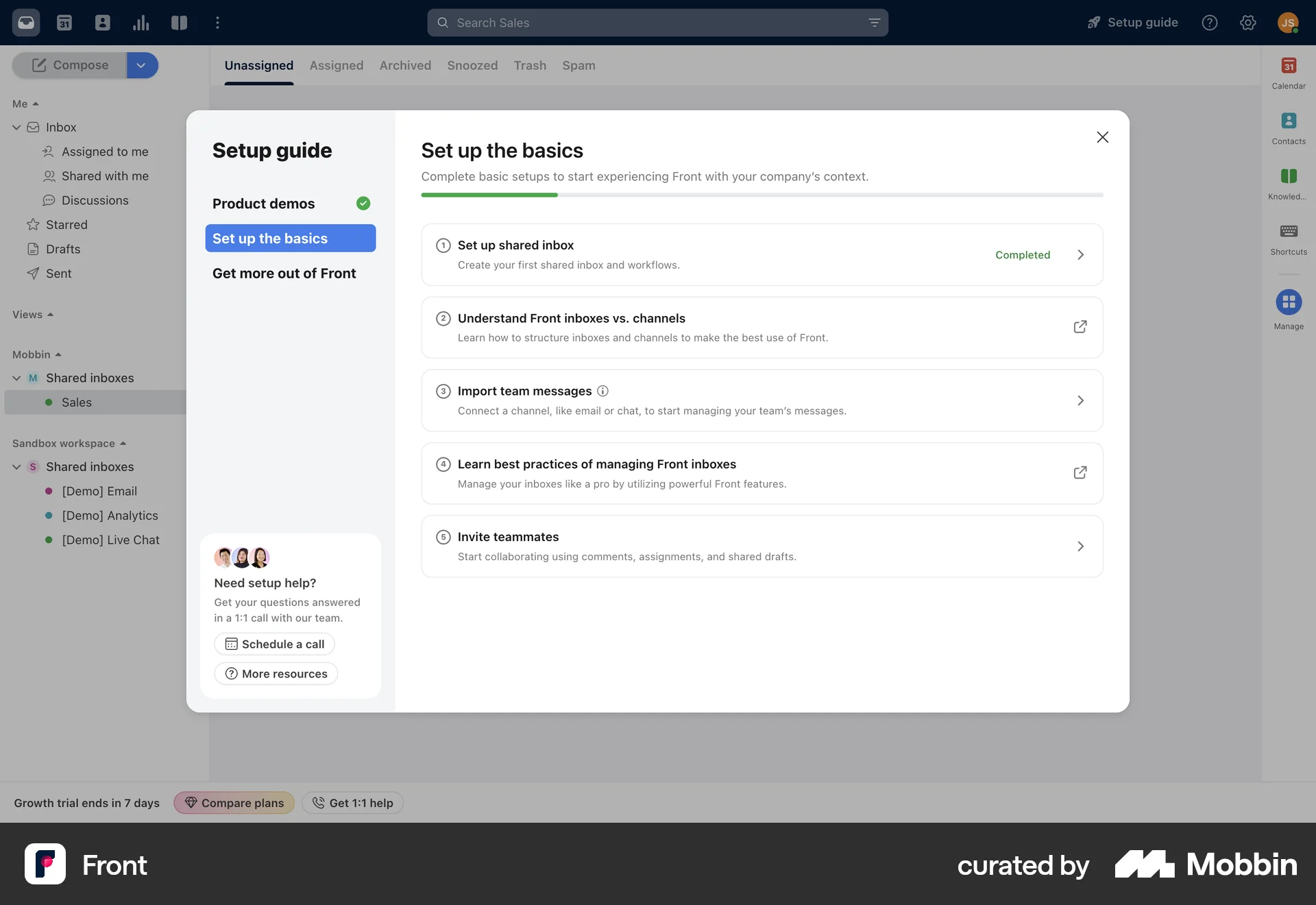 Front Web CRM App screen