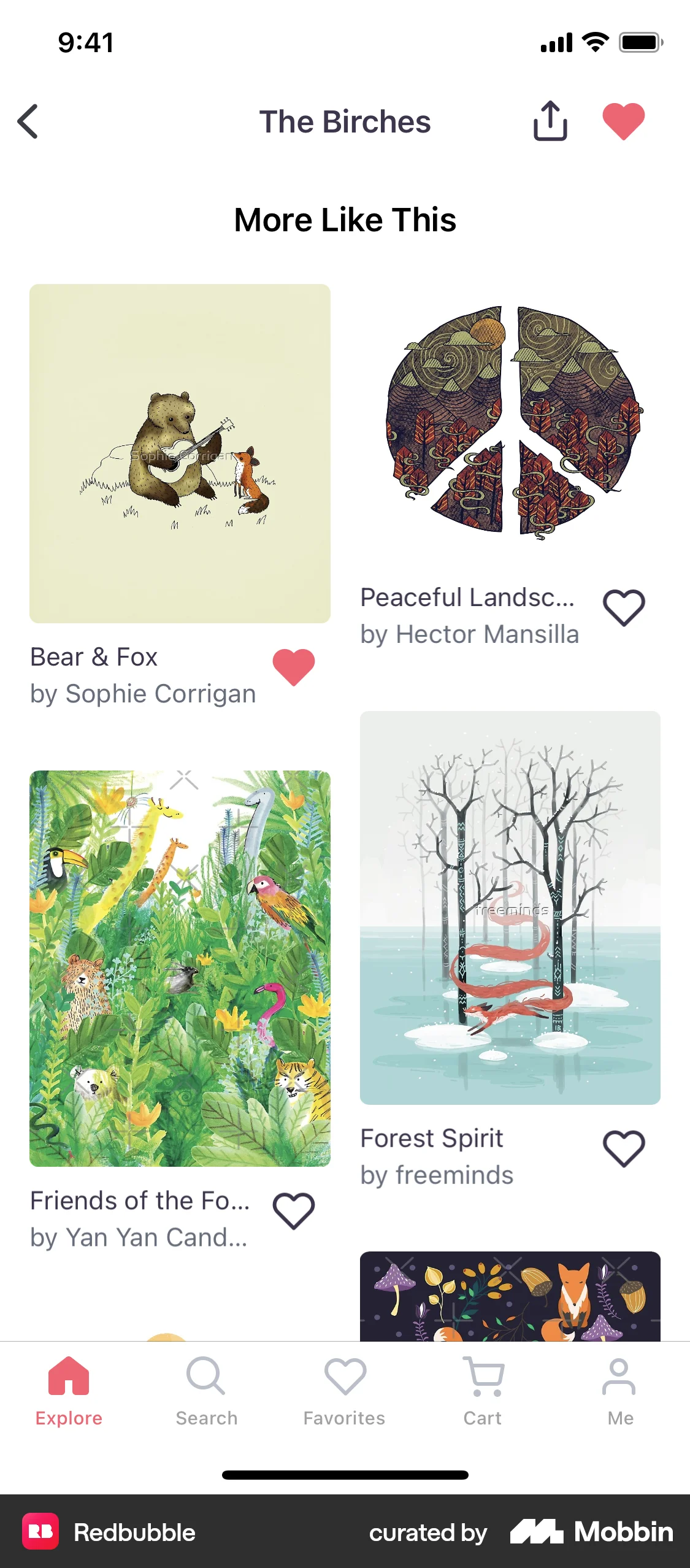 Redbubble iOS Like & Upvote screen