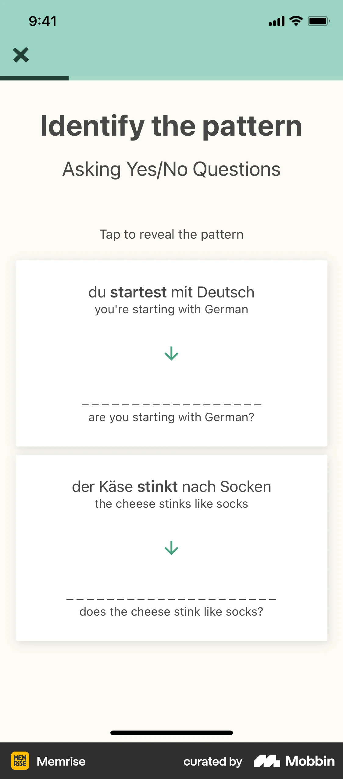 Memrise iOS Other Content screen