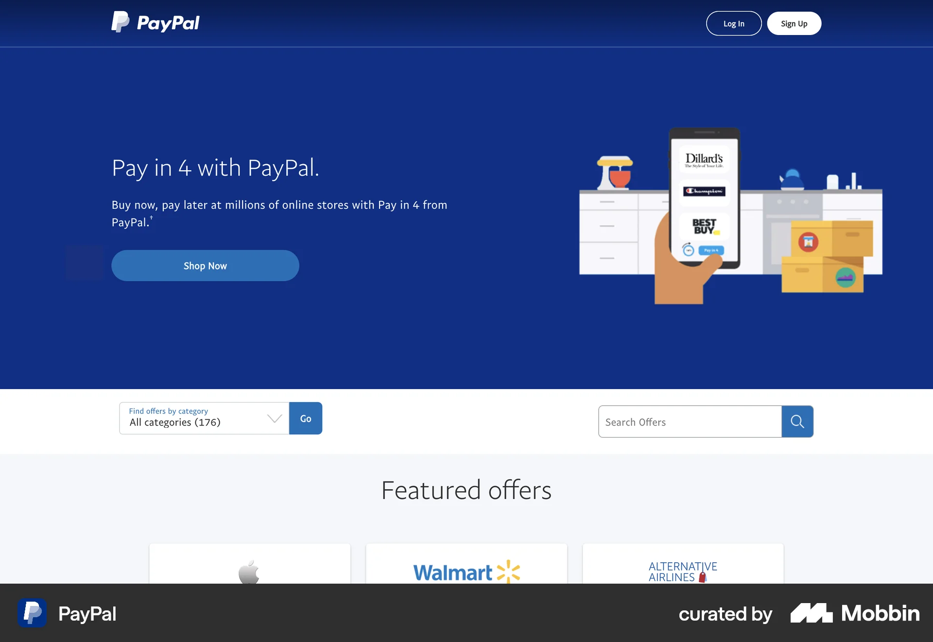 PayPal Web Promotions & Rewards screen