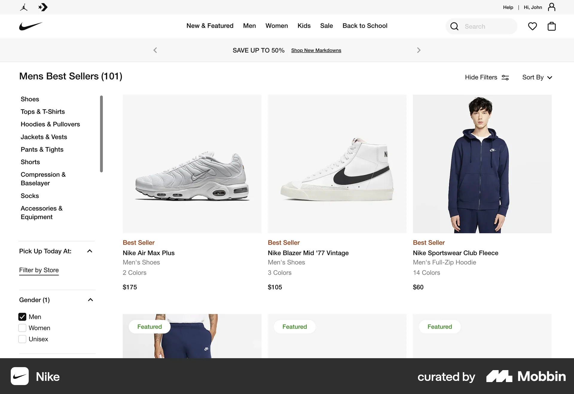 Nike Web Shop & Storefront screen