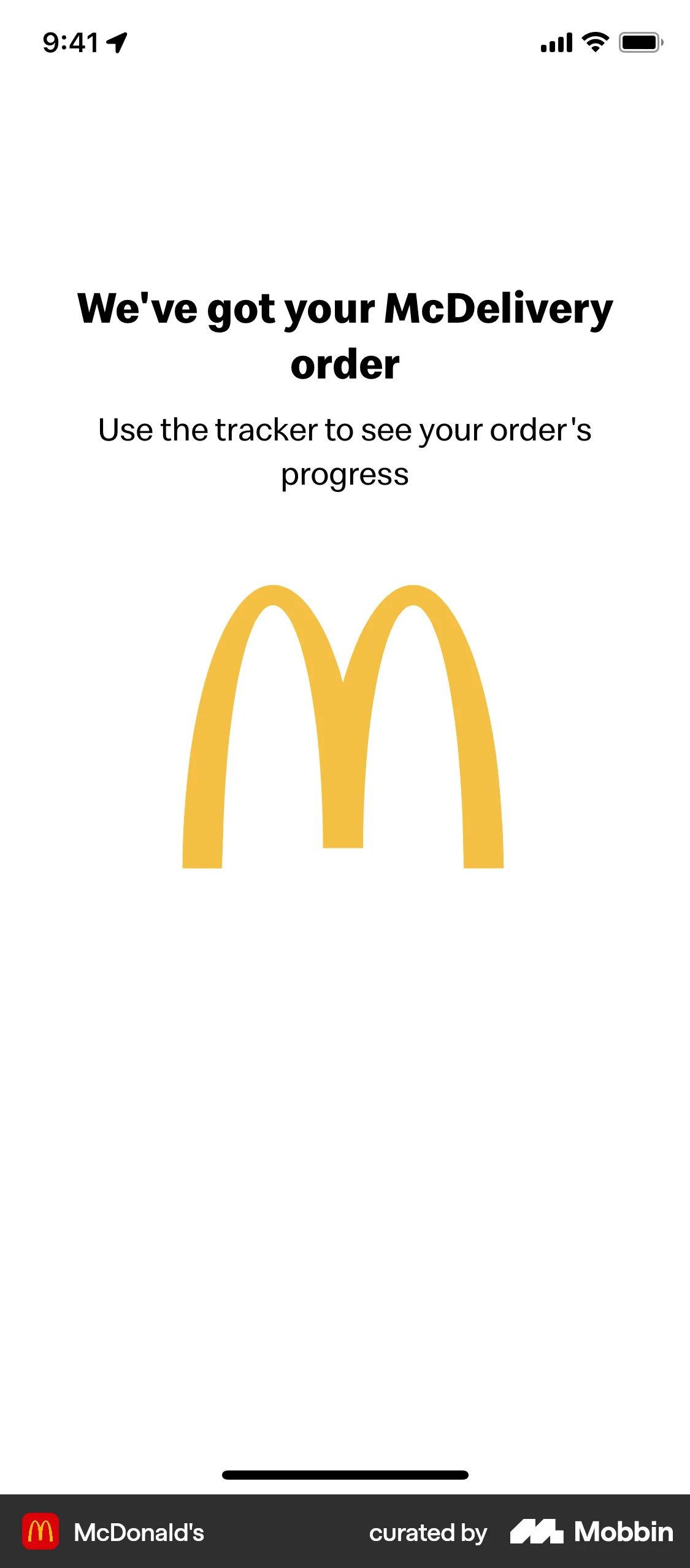 McDonald's iOS Order Confirmation screen