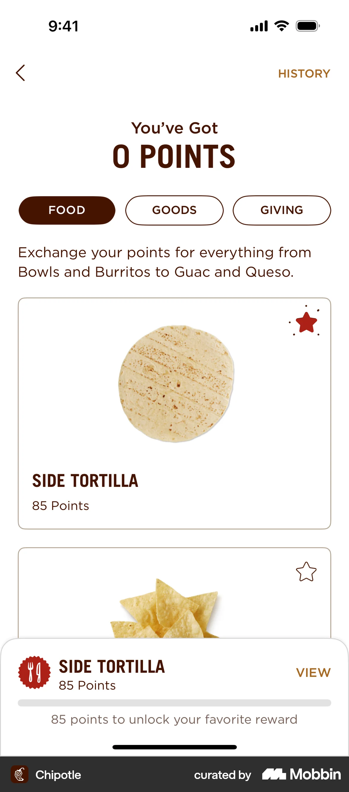 Chipotle iOS Progress screen