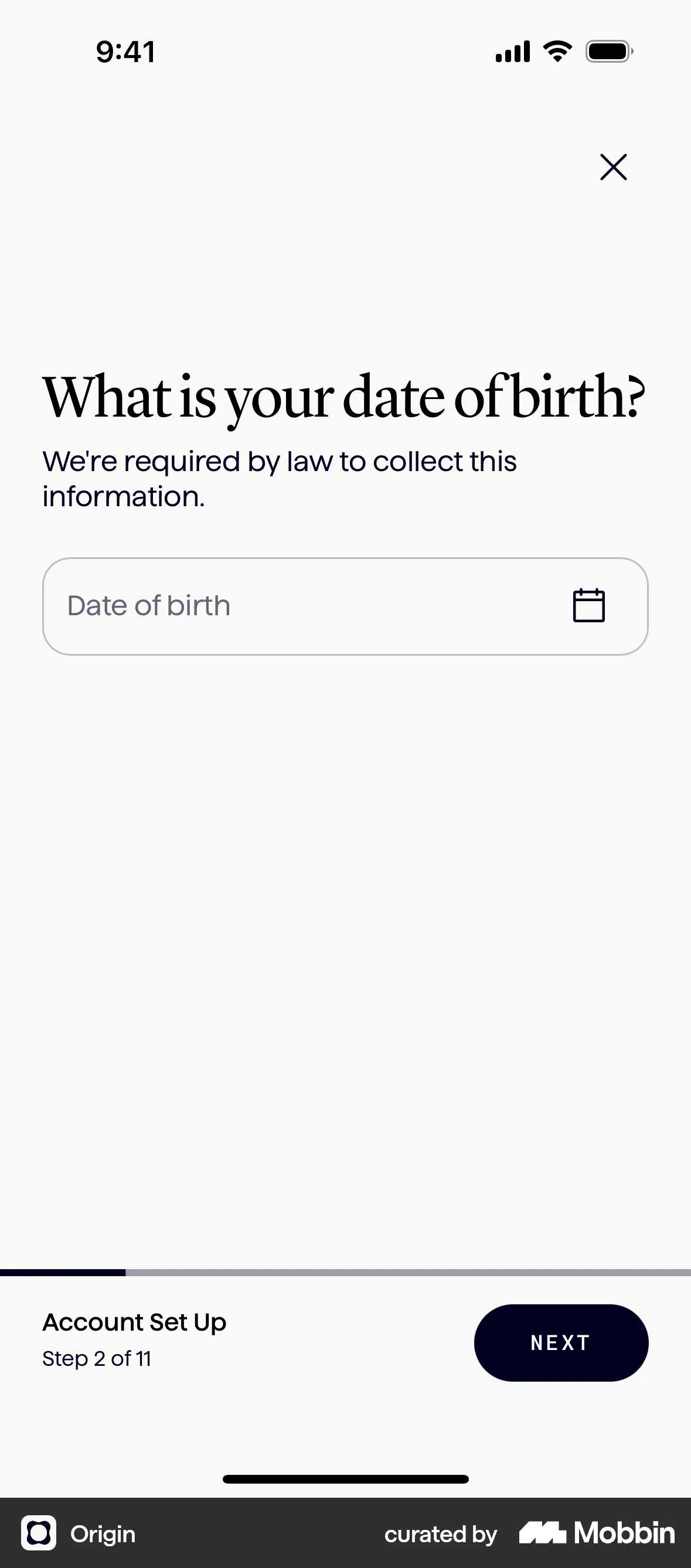 Origin iOS Progress screen