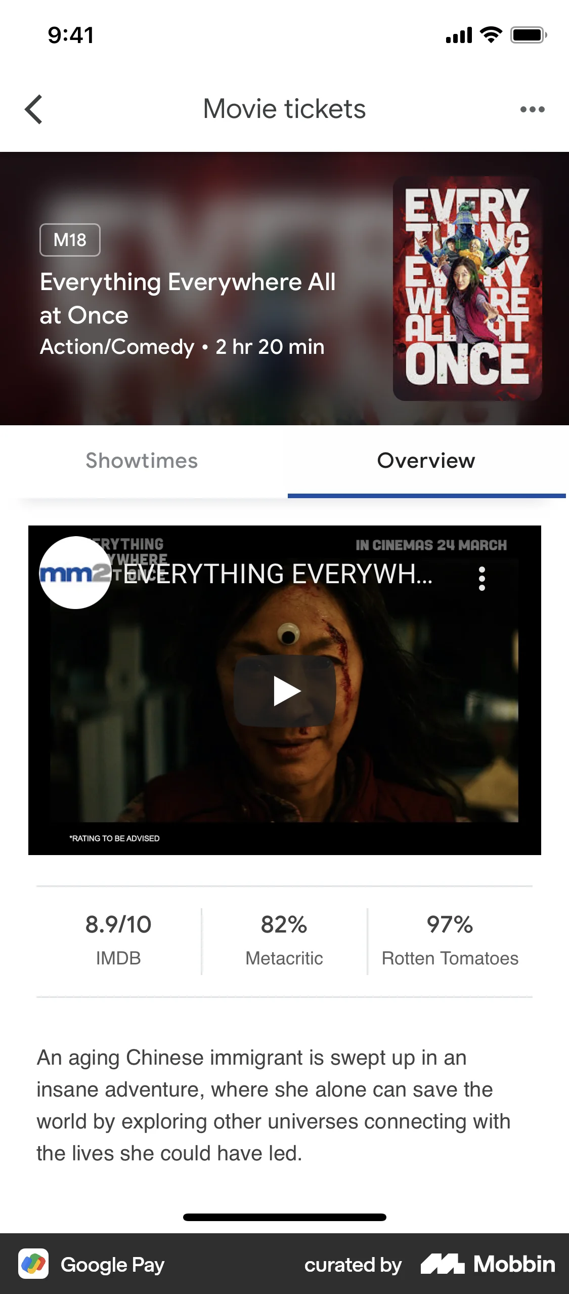 Google Pay iOS Video Player screen
