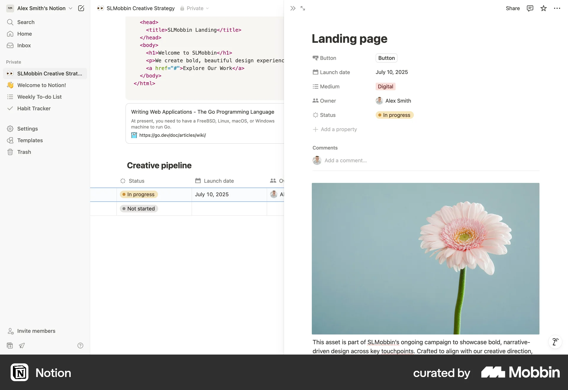 Notion Web Note Detail screen